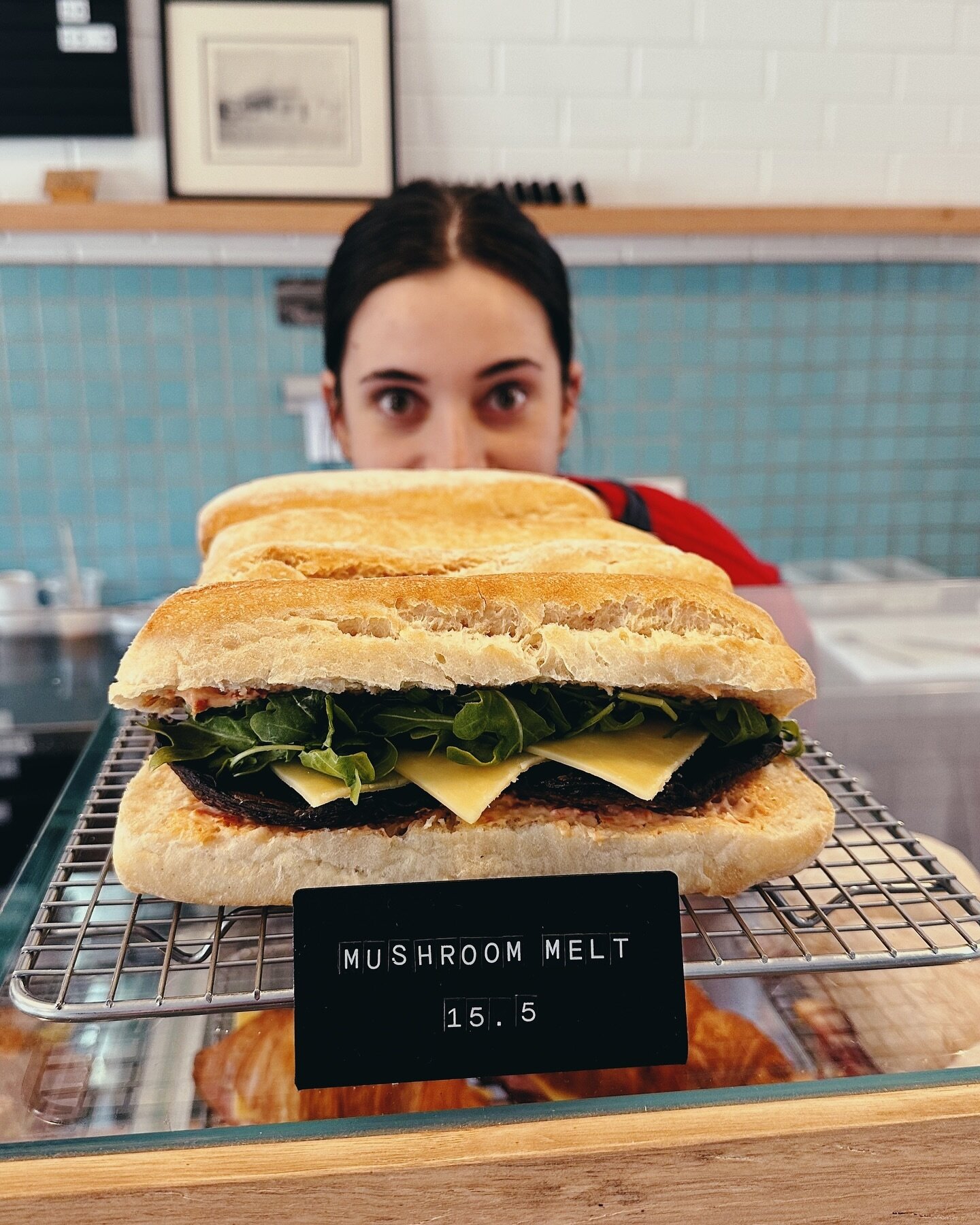 It&rsquo;s March! Our roll of the month is The Mushroom Melt, an old fave 🍄🍄🍄 kinda tastes like a pizza. Garlic butter roasted field mushroom, sundried tomato mayo, cheese and rocket in a @lamadrebakery long ciabatta. Every day until sold out!