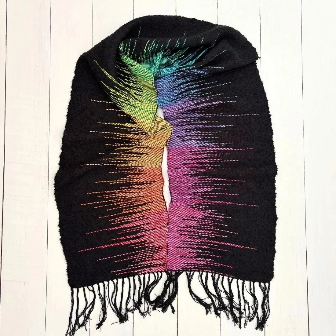 Handwoven Rainbow Burst Scarf