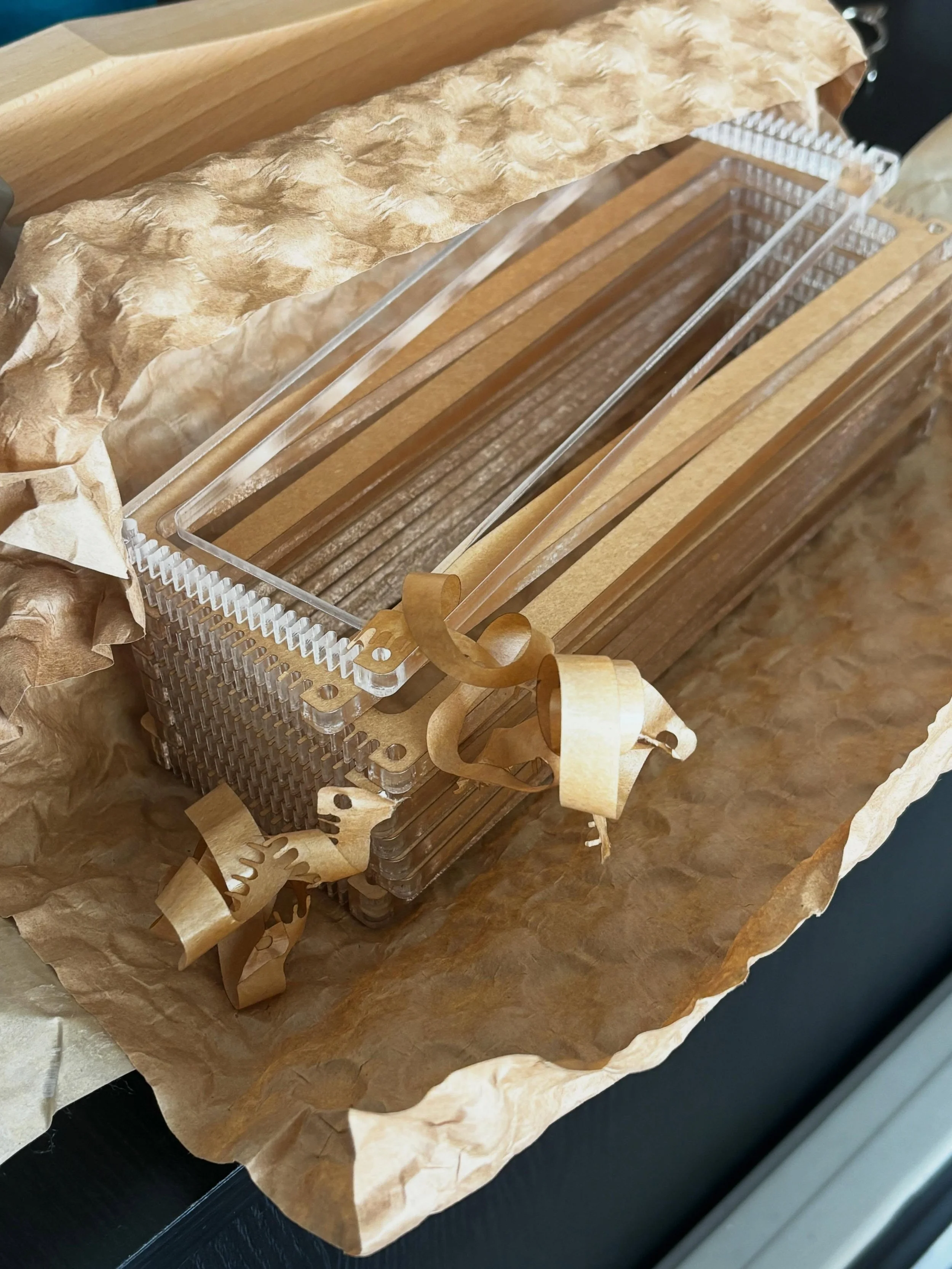 More mini looms have arrived from my amazing laser cutter @imakeitaus 
This time they will be packaged in a drawstring bag with  a weaving comb and needle - for those of you who don&rsquo;t need the complete kit. 
But don&rsquo;t worry, the Mini Make