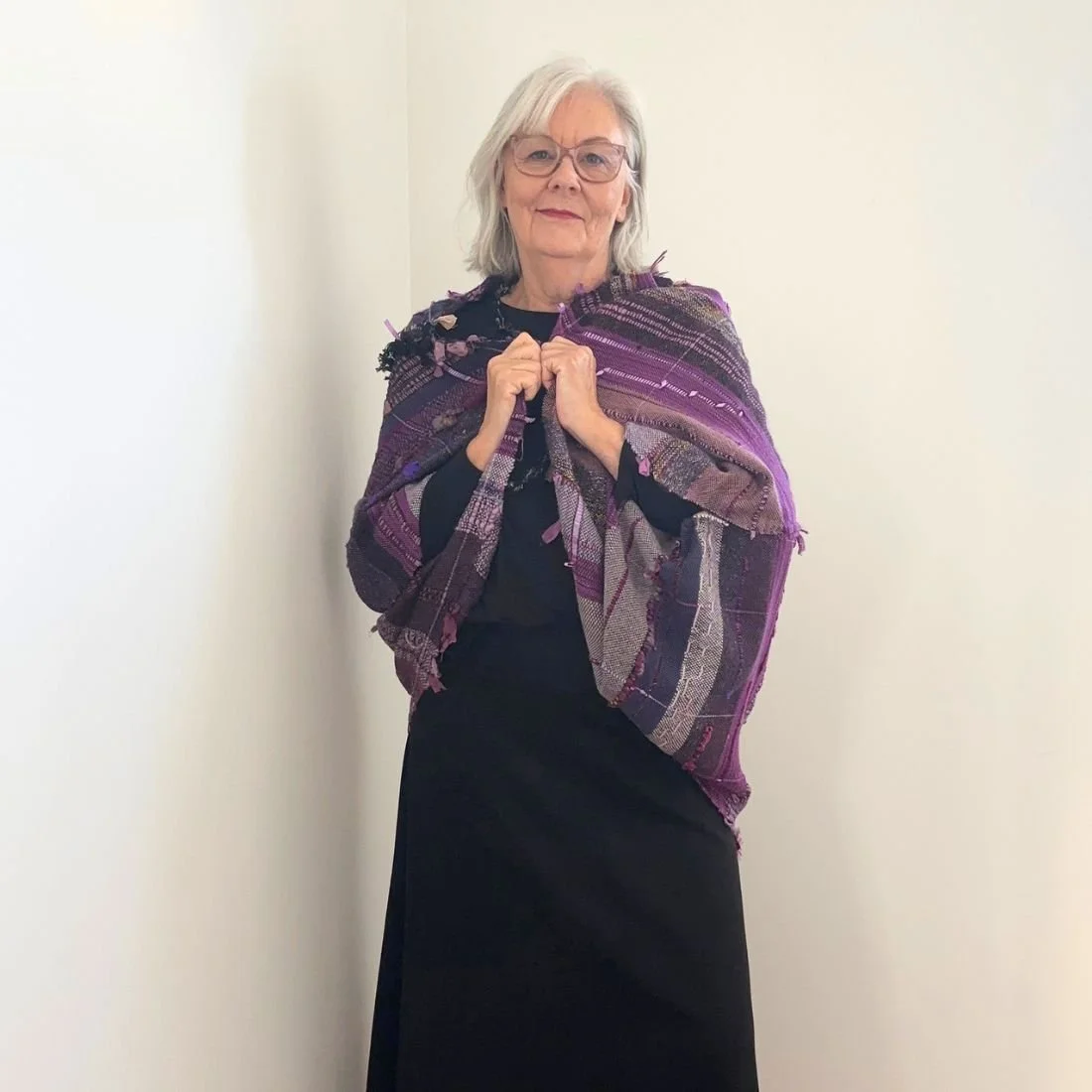 purple marguerite shrug front clasped.jpg