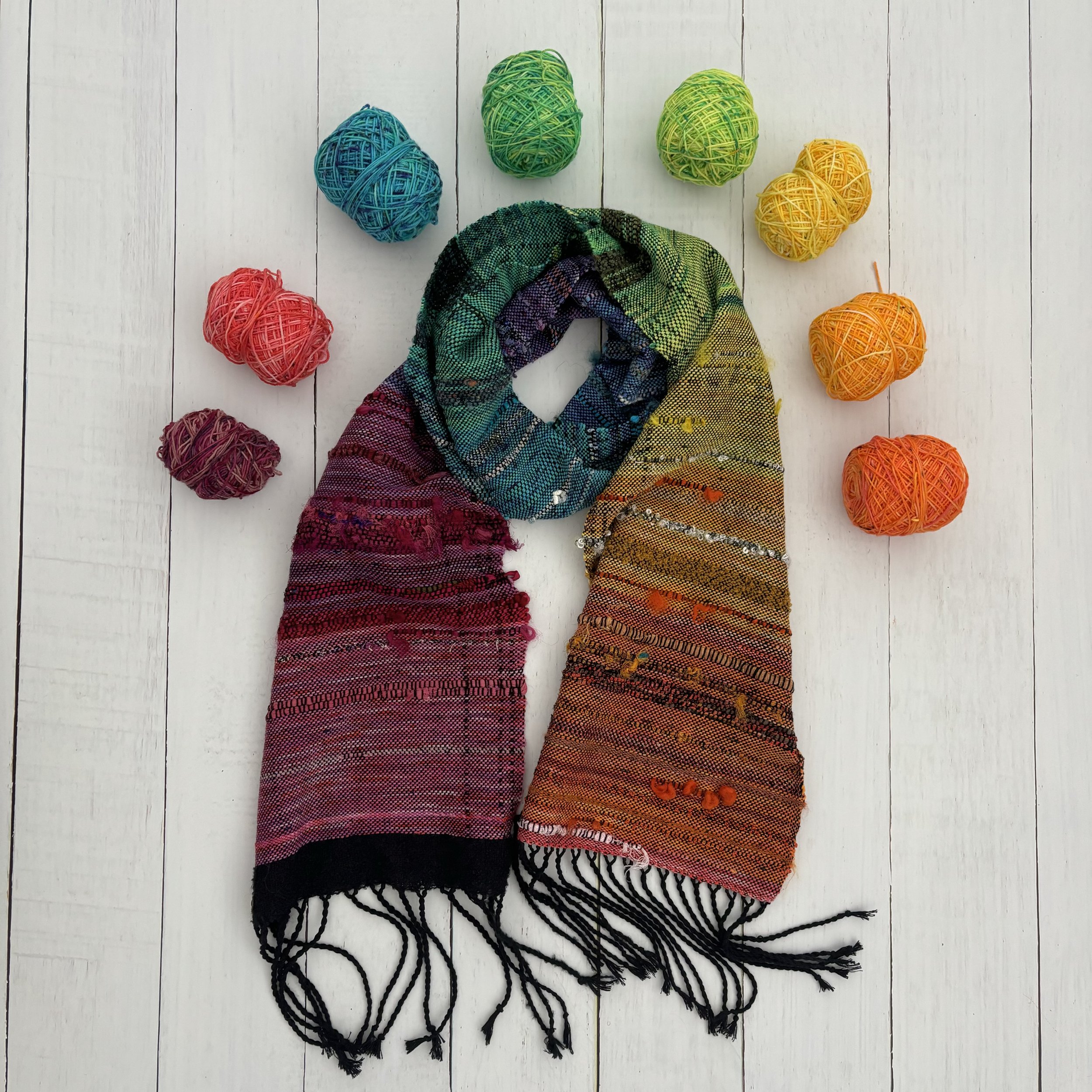 Handwoven Rainbow Scarf