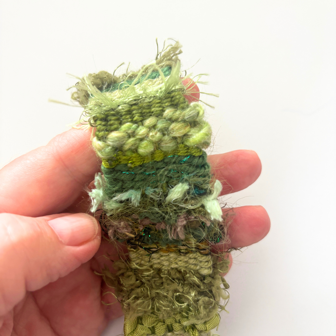 Handwoven Textile Fibre Art Bracelet - Green