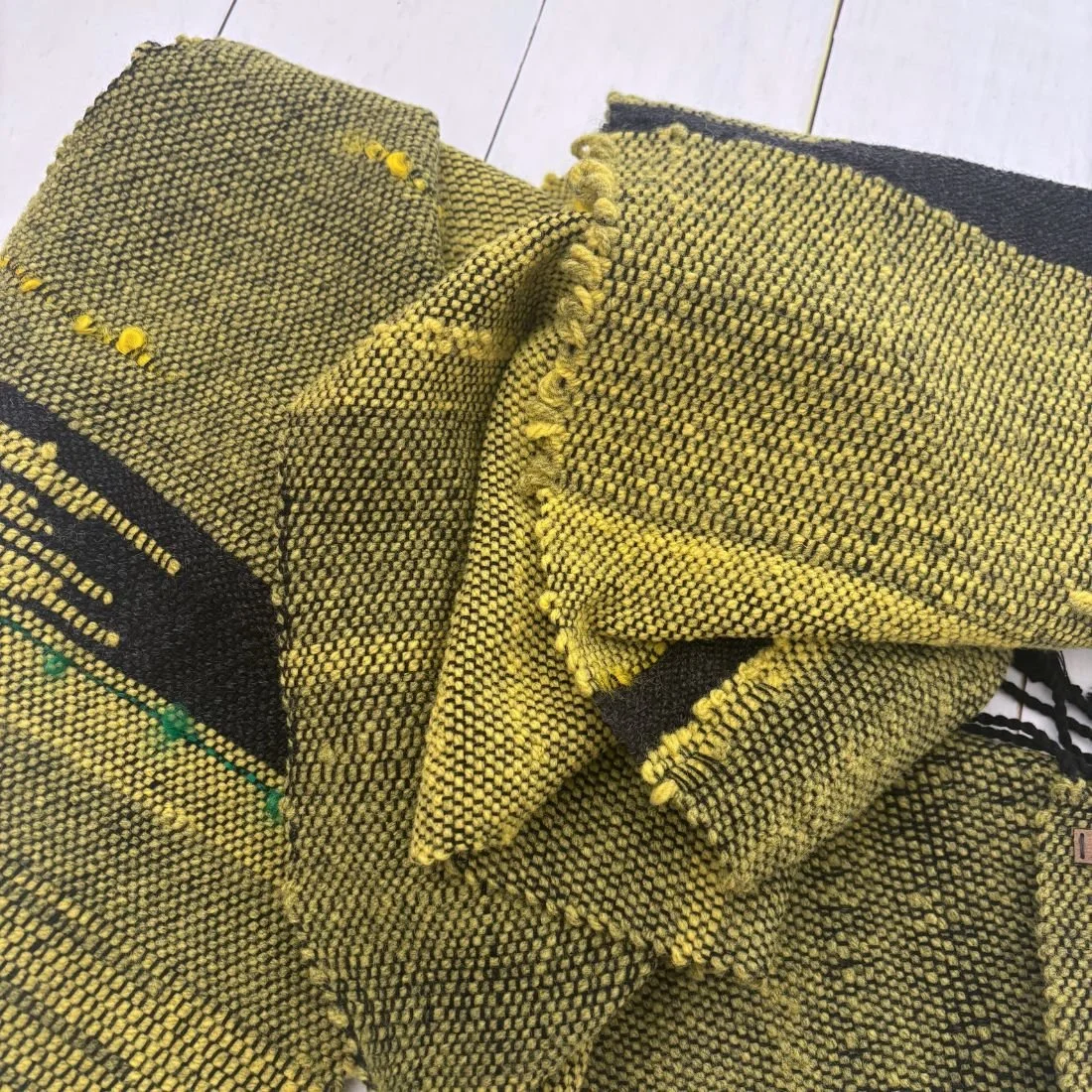 yellow green scarf looped edge closeup.jpg