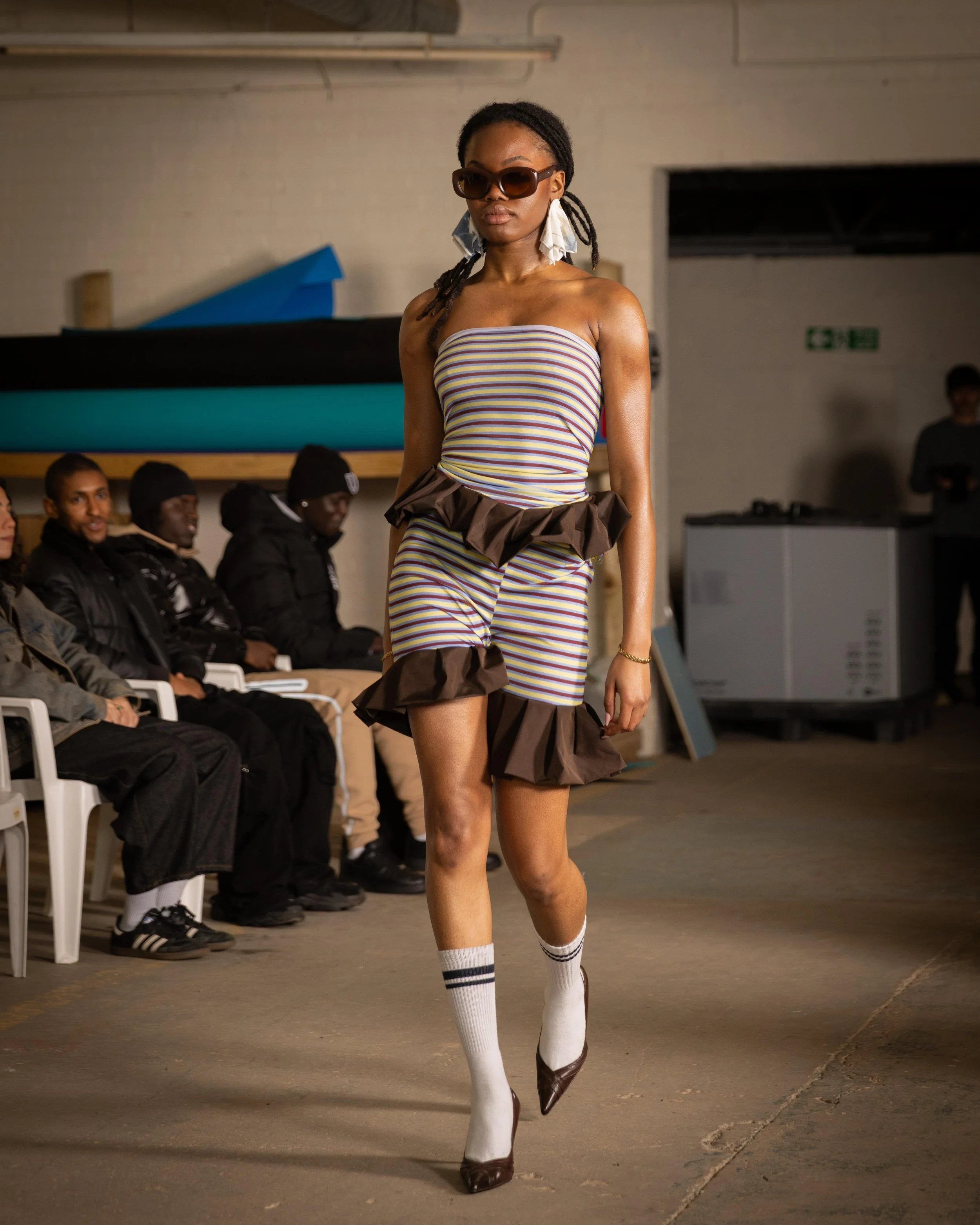 Balikis Fashion Forward Brown Striped Set