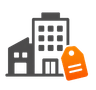 A black school building with a bell tower and a yellow backpack in front.