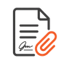 Icon illustrating a document with a chain link, symbolizing an embedded or linked document.