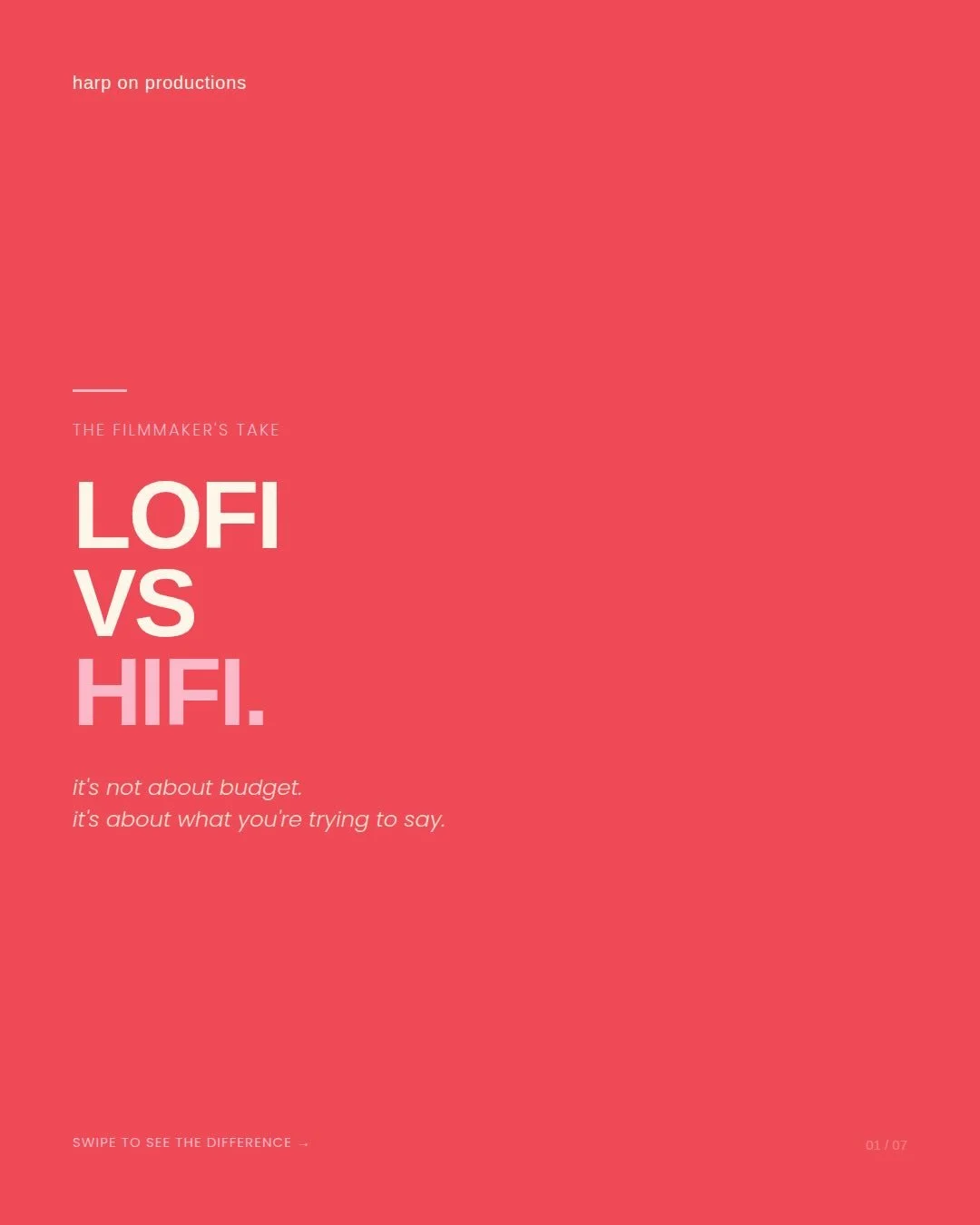 lofi vs hifi. most brands think it&rsquo;s a budget conversation.

it&rsquo;s not.

it&rsquo;s a storytelling one.

lofi
shot on iphone, natural light, one person, one day. 
It is built for social. 

it&rsquo;s native to the feed, it moves fast, it f