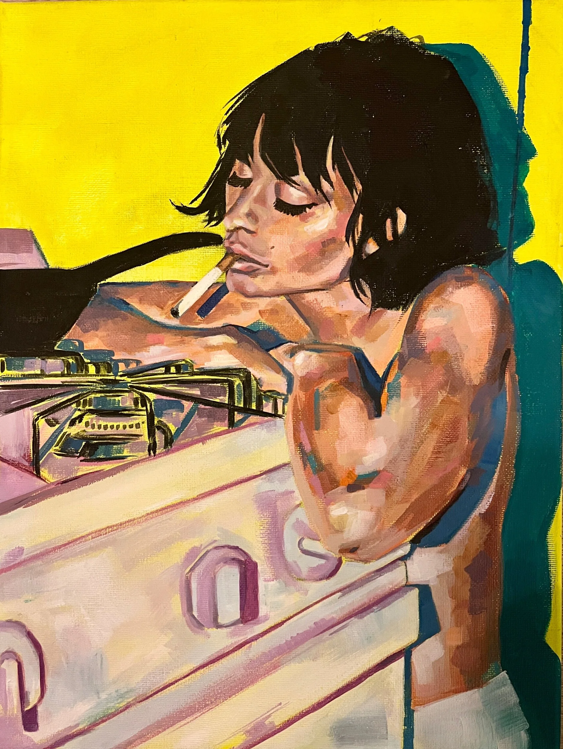 'Burn One Down'. 

Acrylic on Stretched Canvas. 
30cm x 40cm. 
Painted on 25/1/2024 (Burns Night). 
SOLD. 