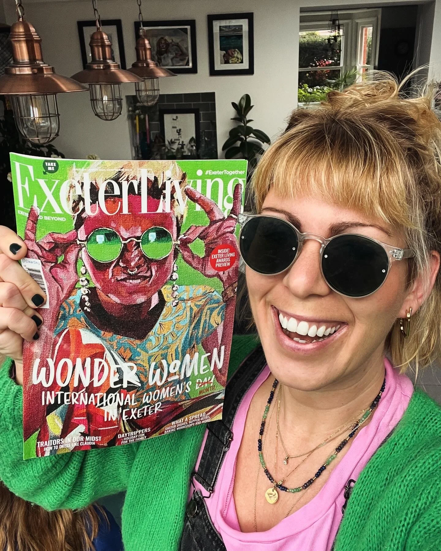Very proudly holding up March 24's copy of Exeter Living where my painting of 'Iona' was chosen to grace the cover for International Women's "MONTH". 
