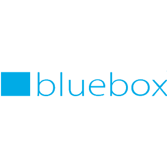Bluebox logo with blue square and text