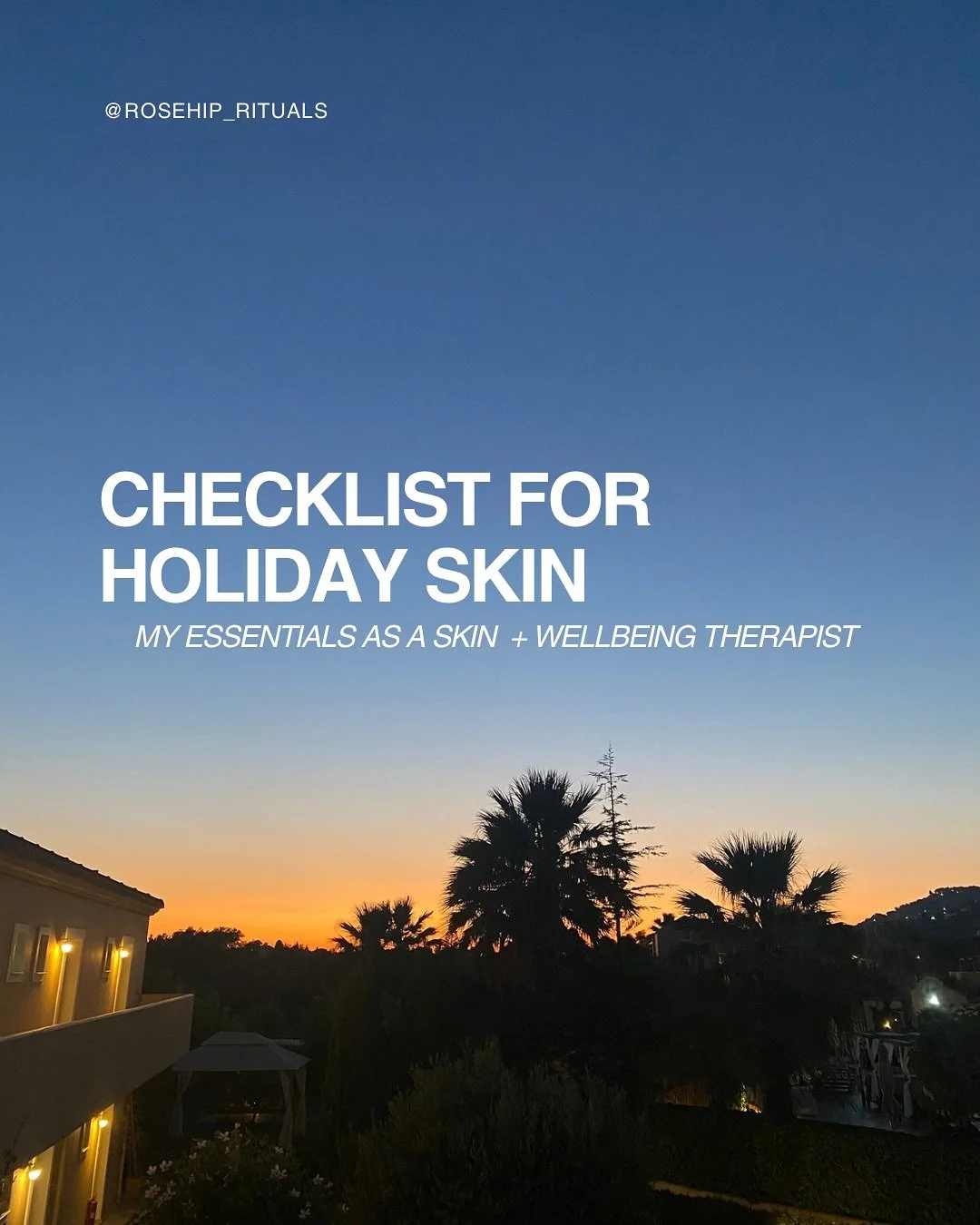 If you want to take care of your skin naturally on holiday &mdash; you can steal my checklist 🫶

🧖&zwj;♀️ a quick 2 min face routine &mdash; I don&rsquo;t want to be faffing around so I only bring my @thefacialcuppingexpert cups with me cos I know 