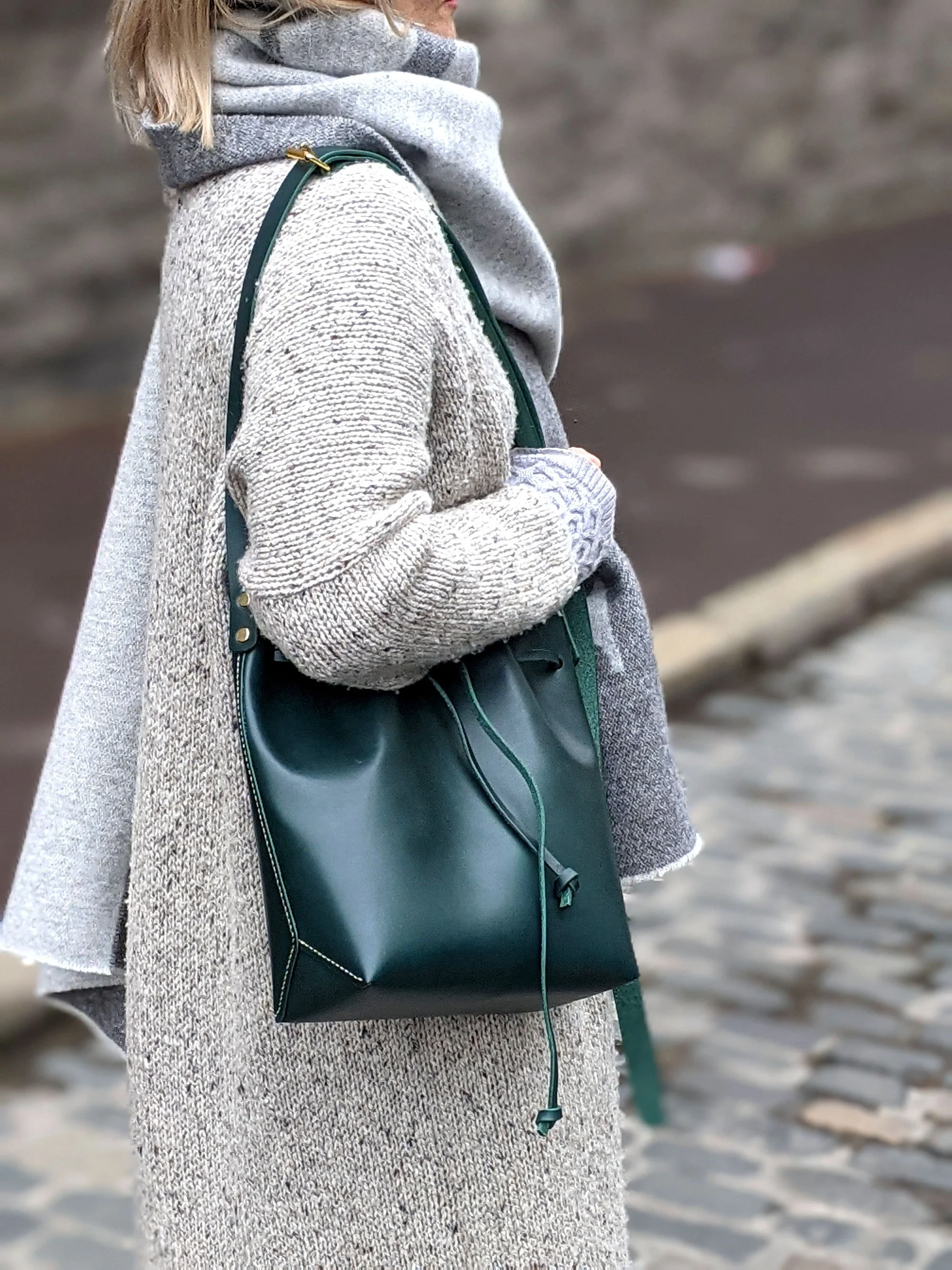 Leather bucket bag