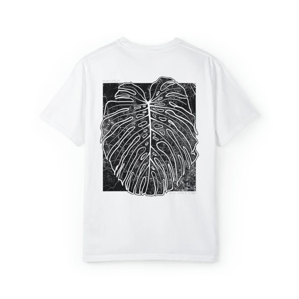 Monstera Deliciosa Black/White - T-Shirt (Front/Back Design/Unisex/Multiple Colors) - PlantLifeLex x KILL ONLY TIME