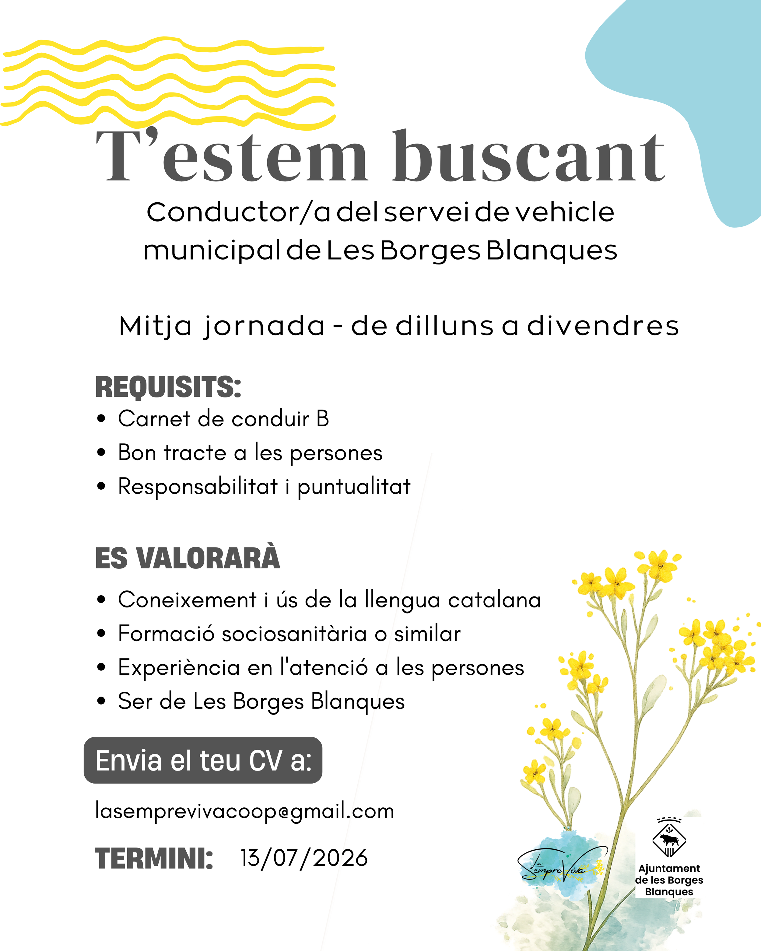 📣Oferta de feina!