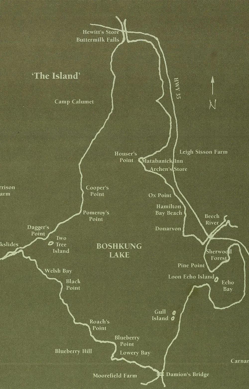 Boshkung Lake Place Names Map (Boshkung Book, p26)