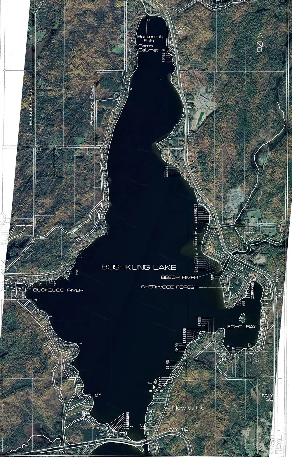 Boshkung Lake Lot Map / Terrain Overlay