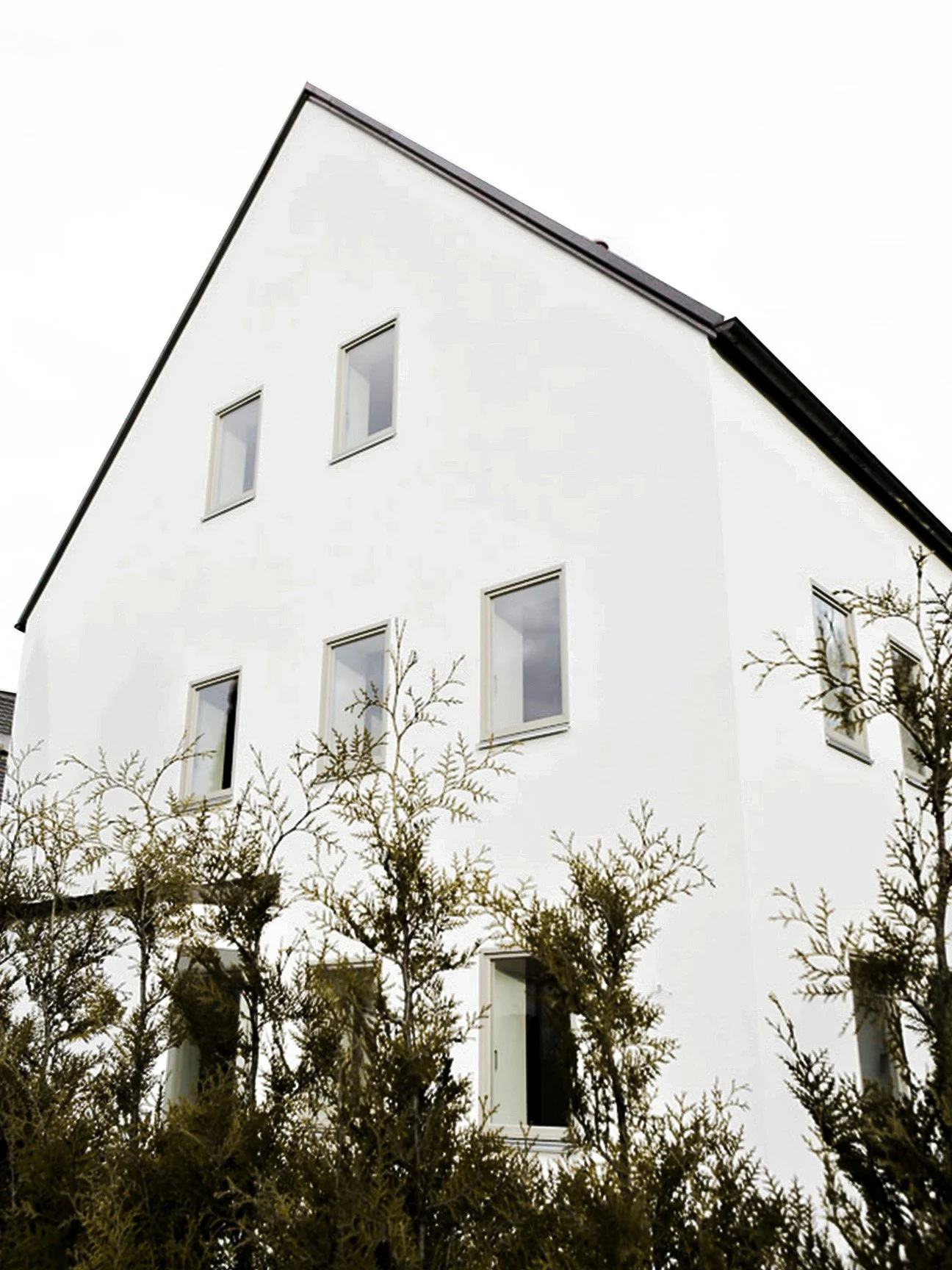 Die Fassade wurde mit neuen Fenstern ausgestattet und neu verputzt und erlagte so seinen minimalistischen modernen Charakter