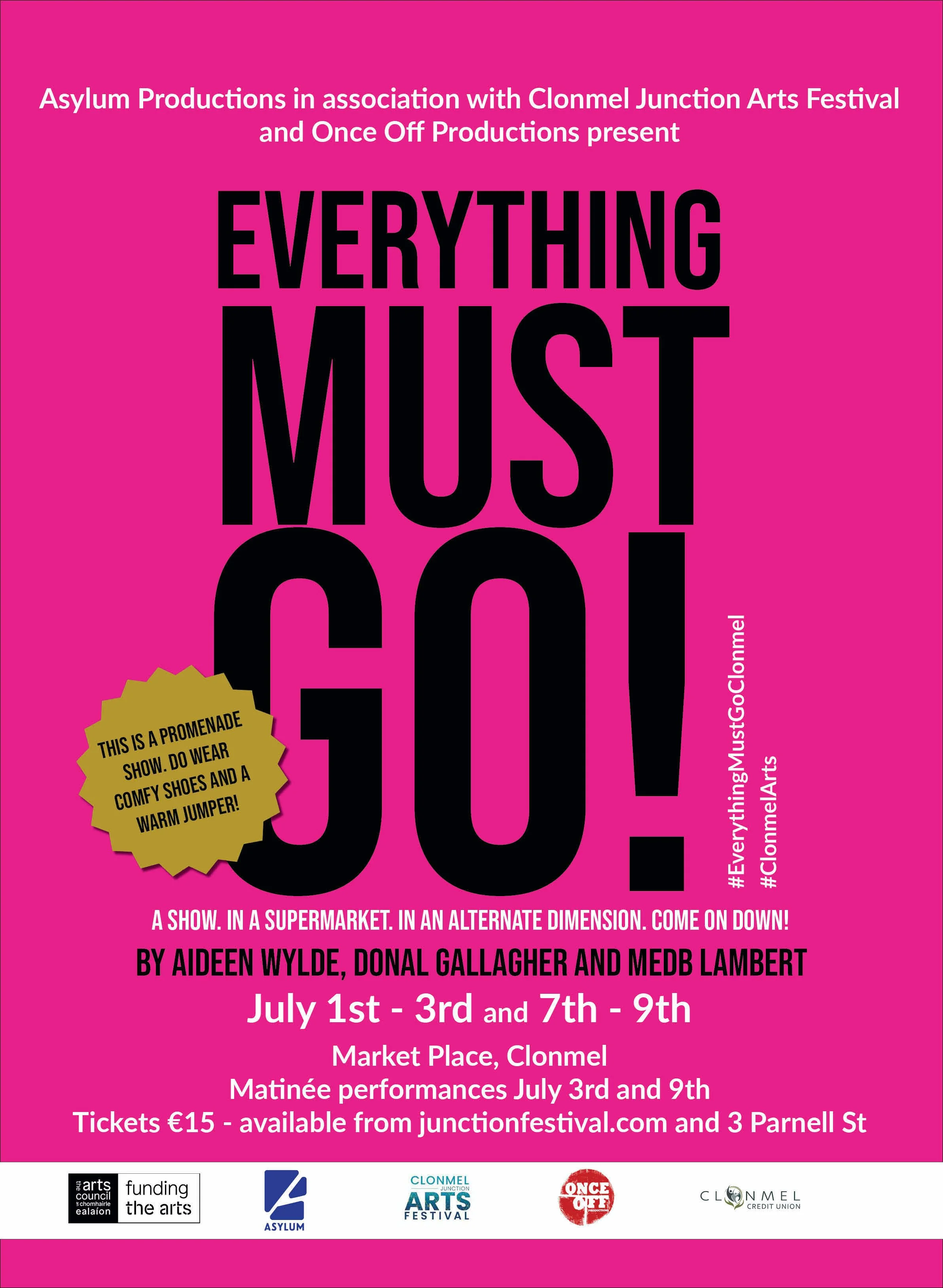 Everything Must Go by Aideen Wylde, Donal Gallagher and Medb Lambert - 2022 - poster design by Medb Lambert