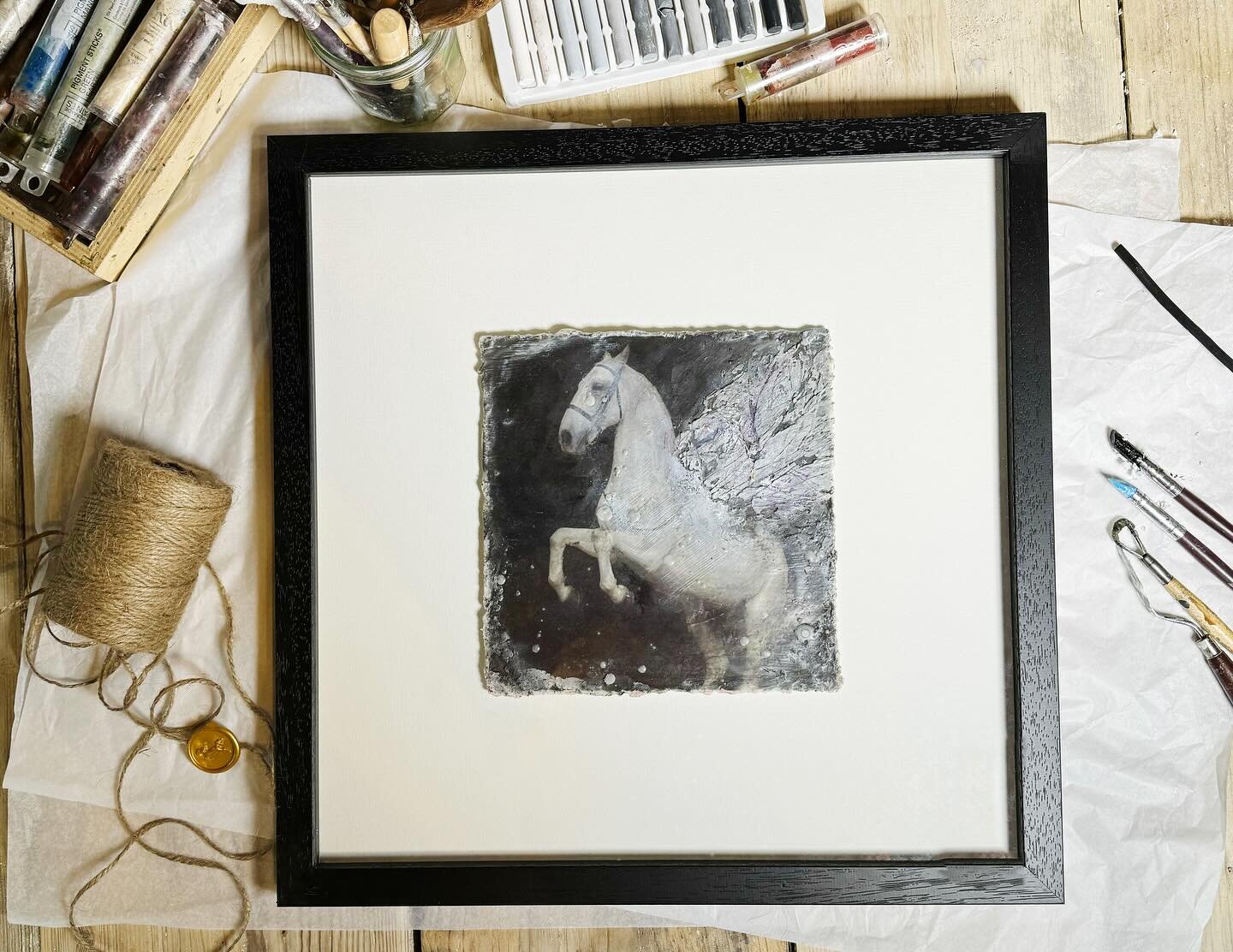 My beautiful encaustic Angel Horse is flying away to her new home in the next few days.  A lot of my encaustic artwork gets re-photographed, inspired by the original I edit the photograph to create a limited edition print which is full of texture and