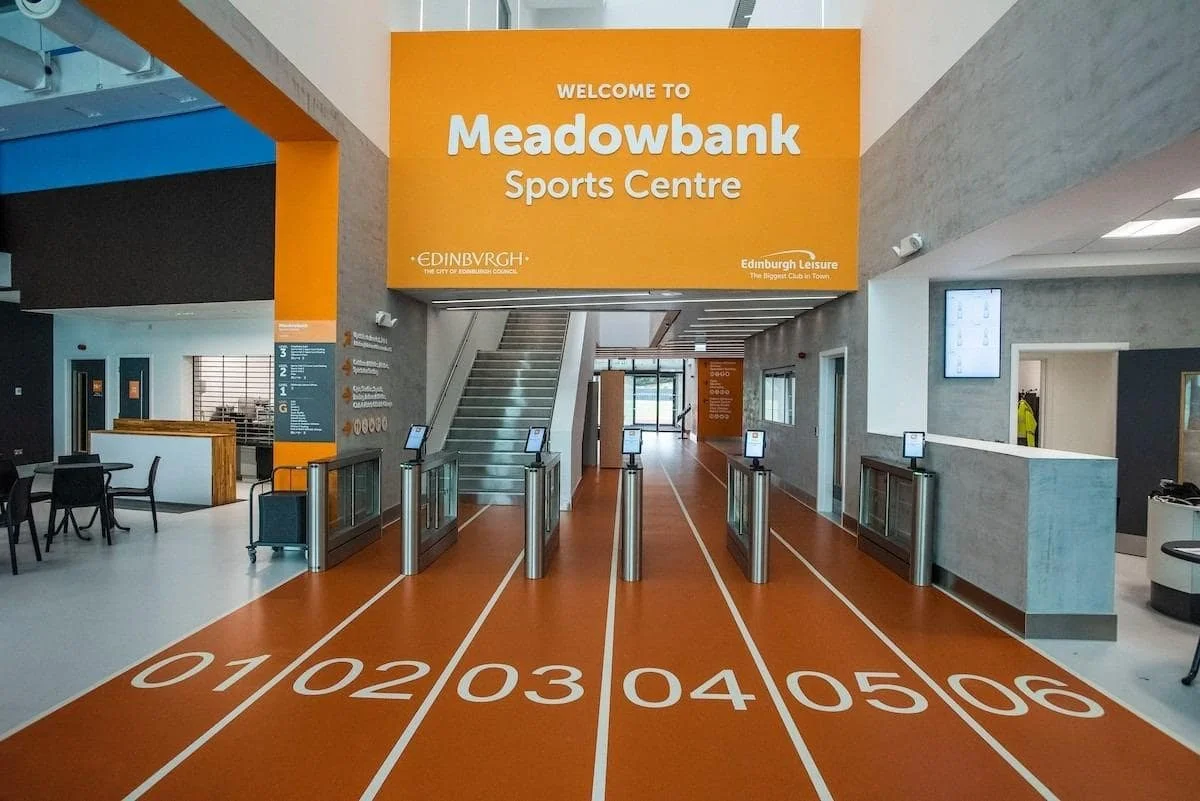 Reception area at Meadowbank Sports Centre in Edinburgh welcoming gym and personal training clients
