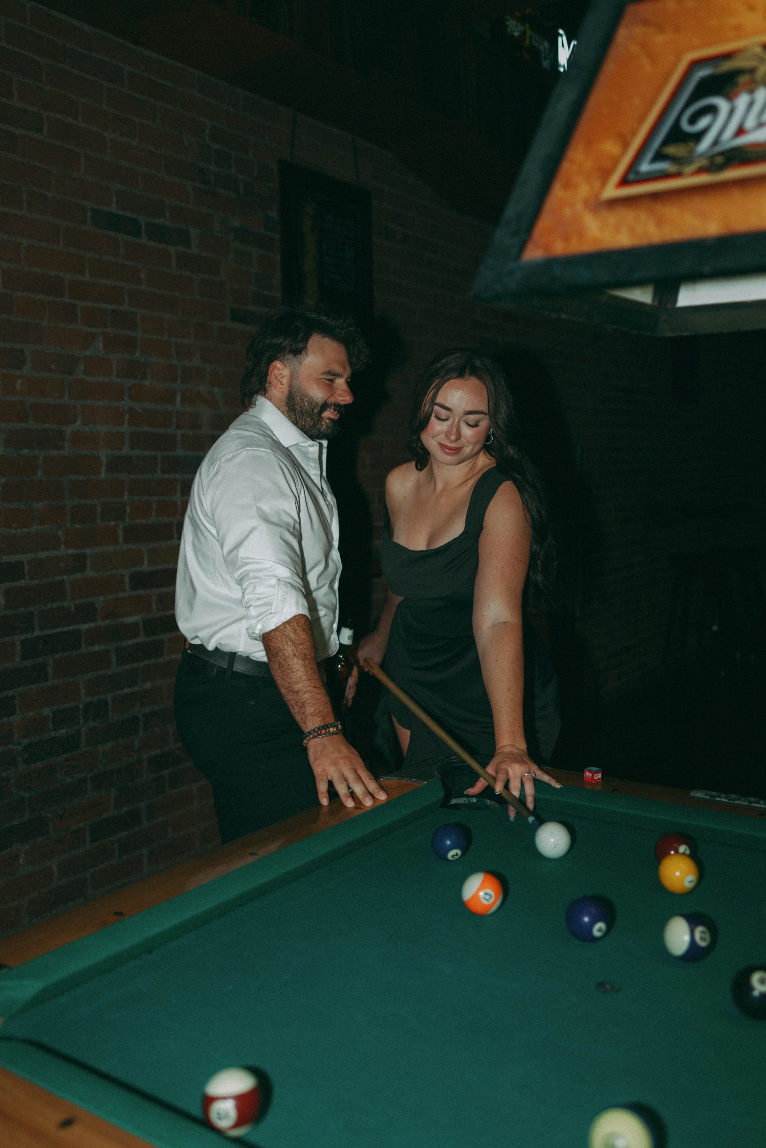 Pool Tables &amp; Neon Lights — An Engagement Session at Southern Belle in Dayton, Ohio