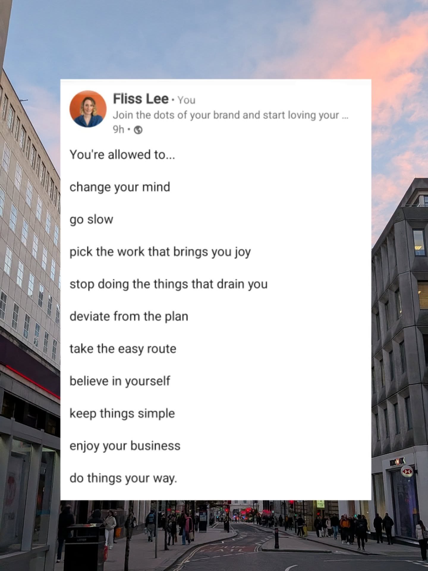 You know, you can do this business malarky any way you want to. There's always a way to figure out how to make it work for you and make money doing it.

You didn&rsquo;t start your business to feel chained to your desk. You can rediscover the joy in 