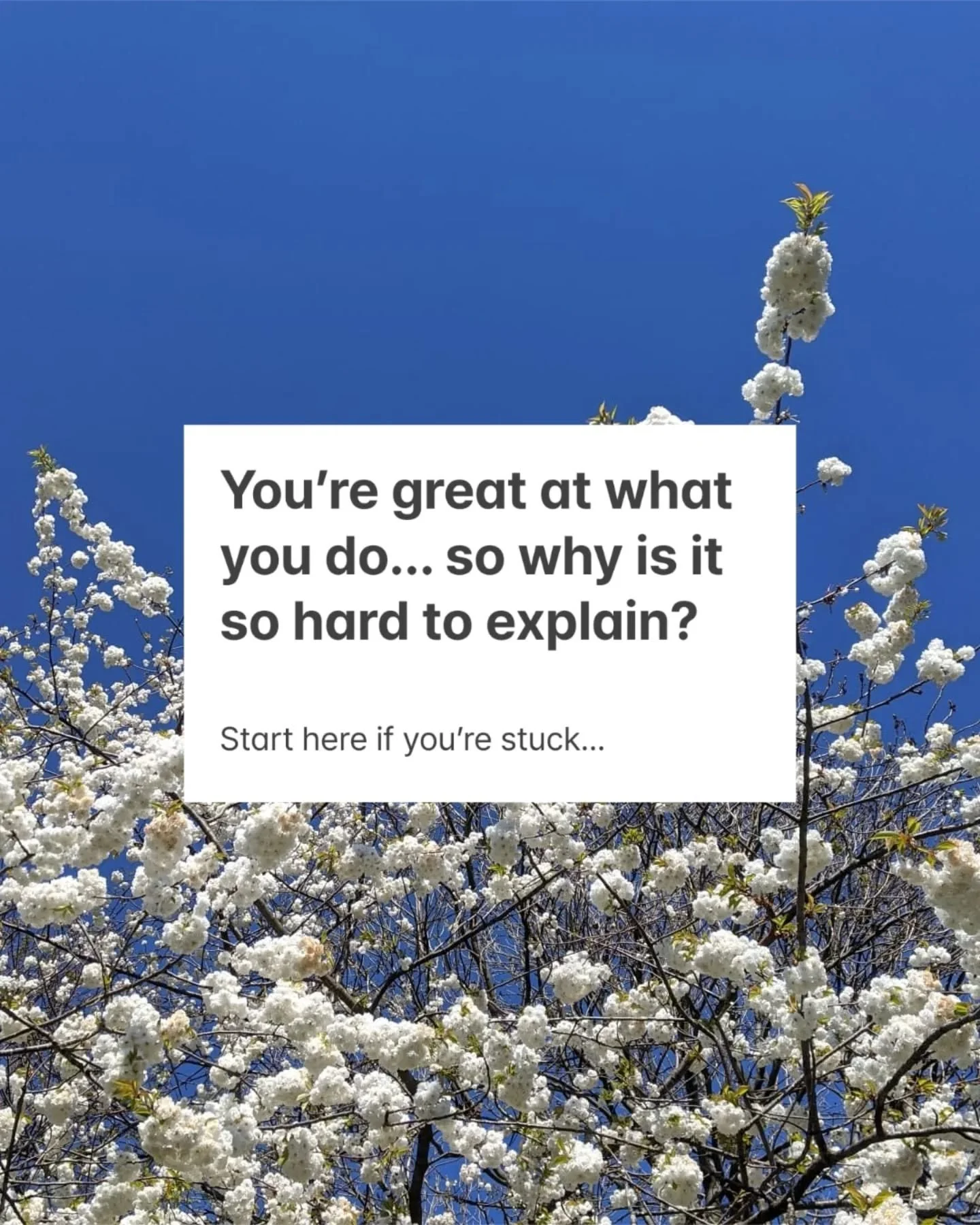 It&rsquo;s not that you don&rsquo;t know what you do. But when someone asks what that is, it feels a lot harder than it should to explain.

This is one of the most common things people ask me about.

Not because they&rsquo;re bad at explaining what t