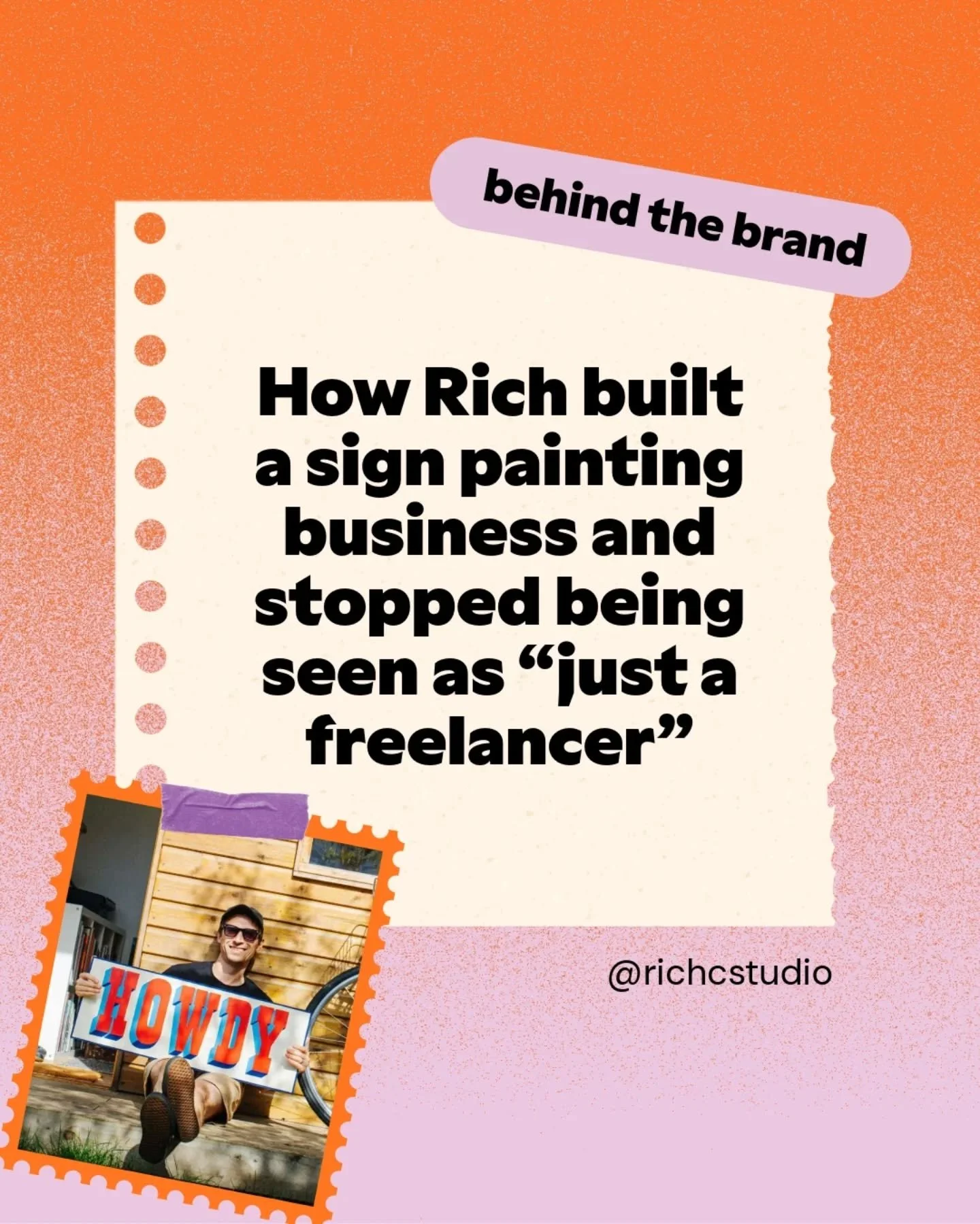 @richcstudio stopped trying to be a bit of everything&hellip; and built his business around his love of sign painting instead 🎨

Now he spends about half his time painting, has his own Holly &amp; Co storefront, and his business actually feels like 