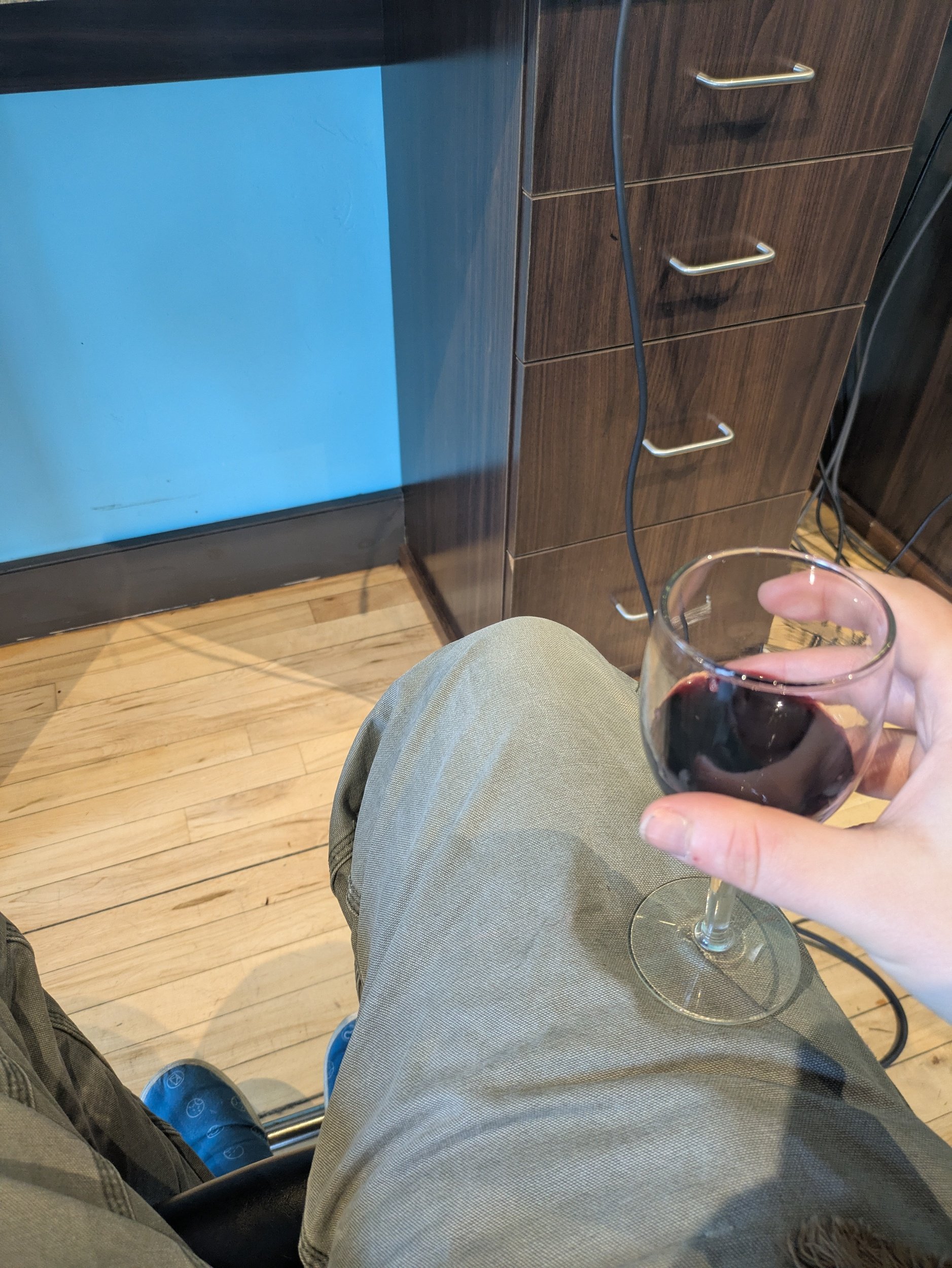 a glass of wine to calm the nerves