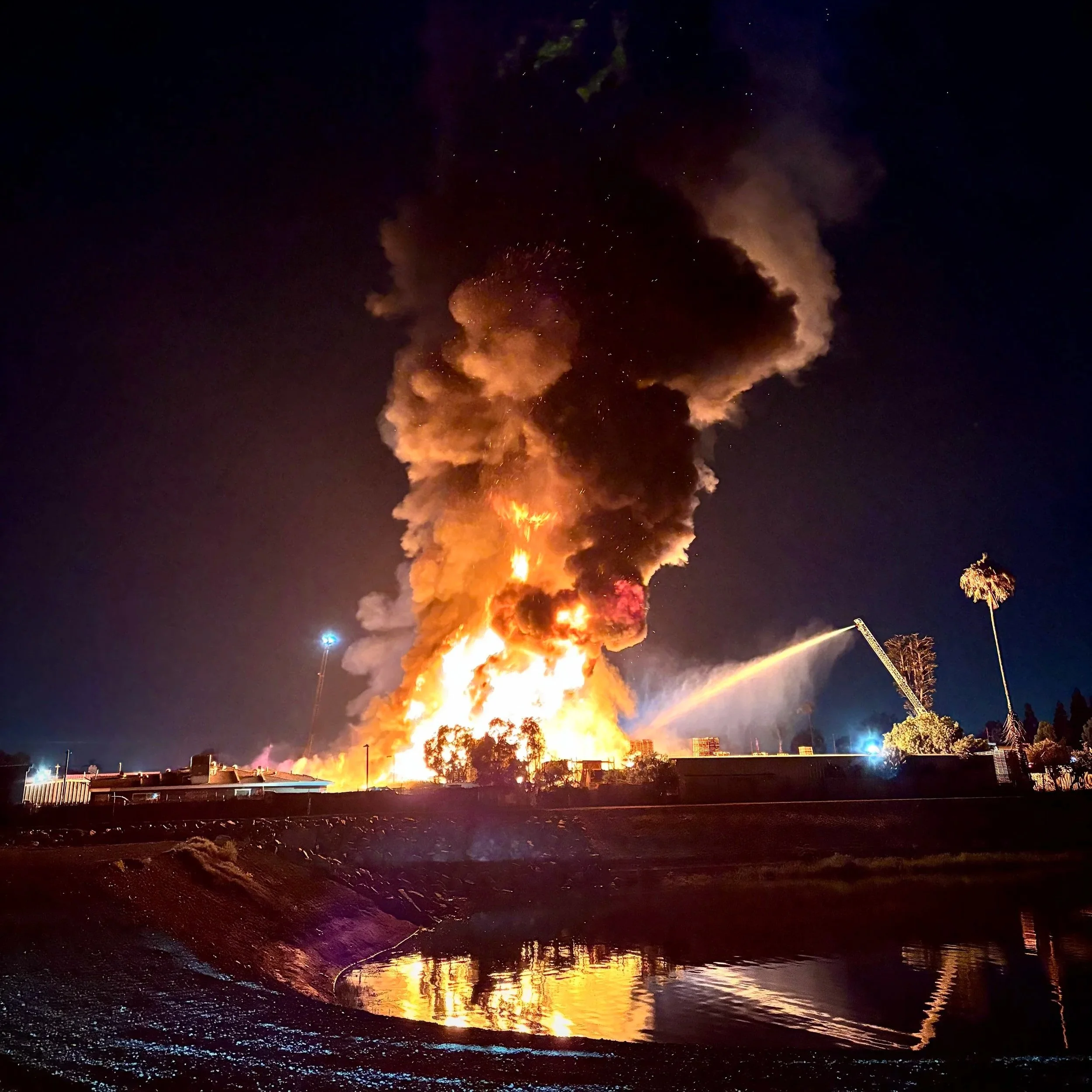 Three-Alarm Pallett Yard Fire
