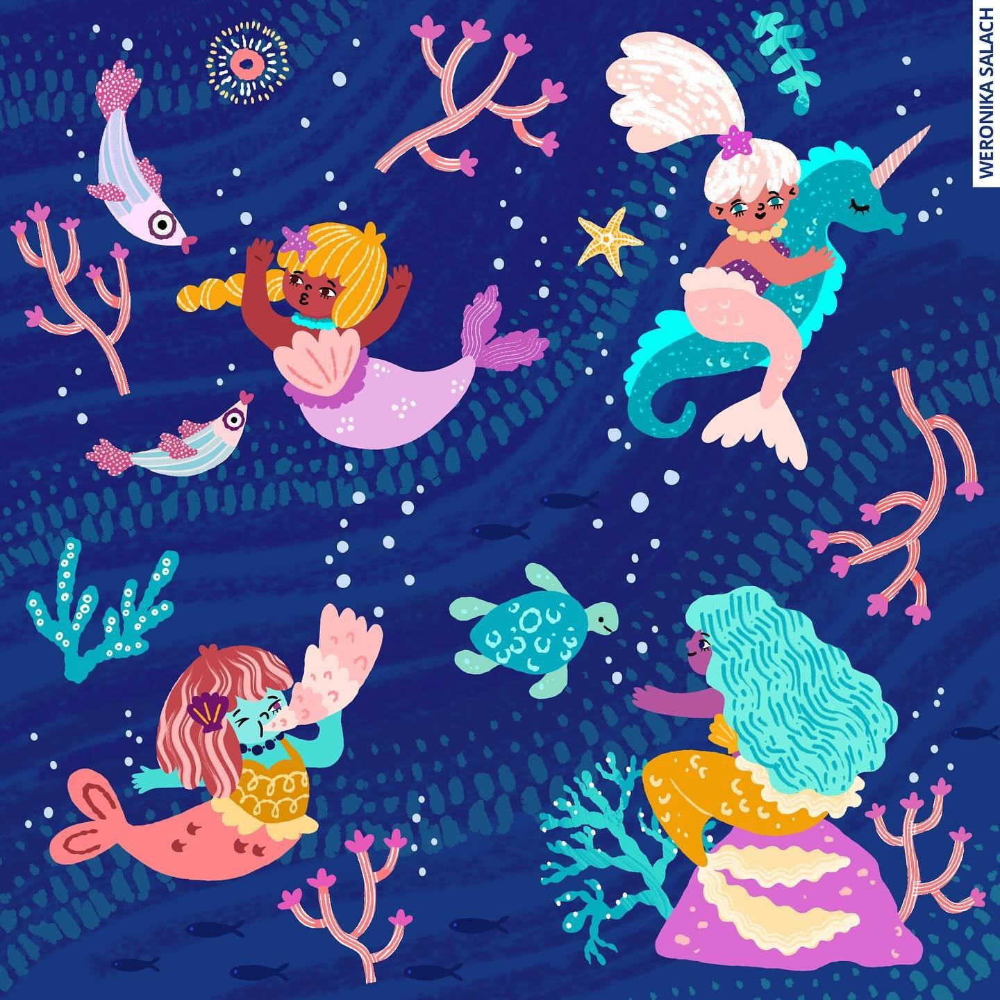 So, is too early to share a piece for #mermay2024 🧜&zwj;♀️🌊🐠🤭 @mermay_official 

Looking forward to see what you create - don&rsquo;t forget our FB group for Affinity and Fresco digital illustration 🙌

Available for licensing 💌 hello@weronikasa