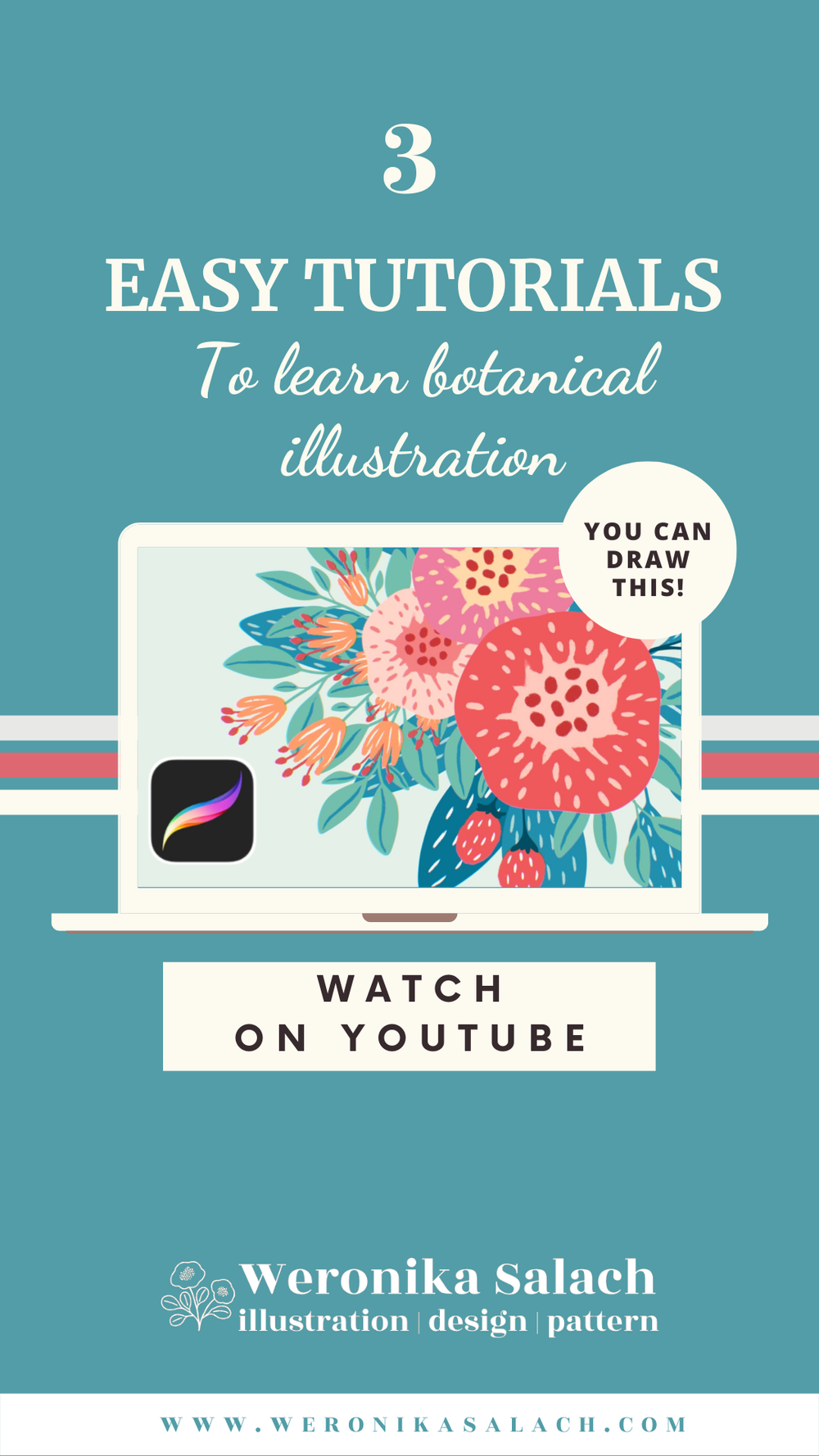 How To Draw a Flat Style Flower Illustration in Procreate 3 EASY TUTORIALS — Weronika Salach