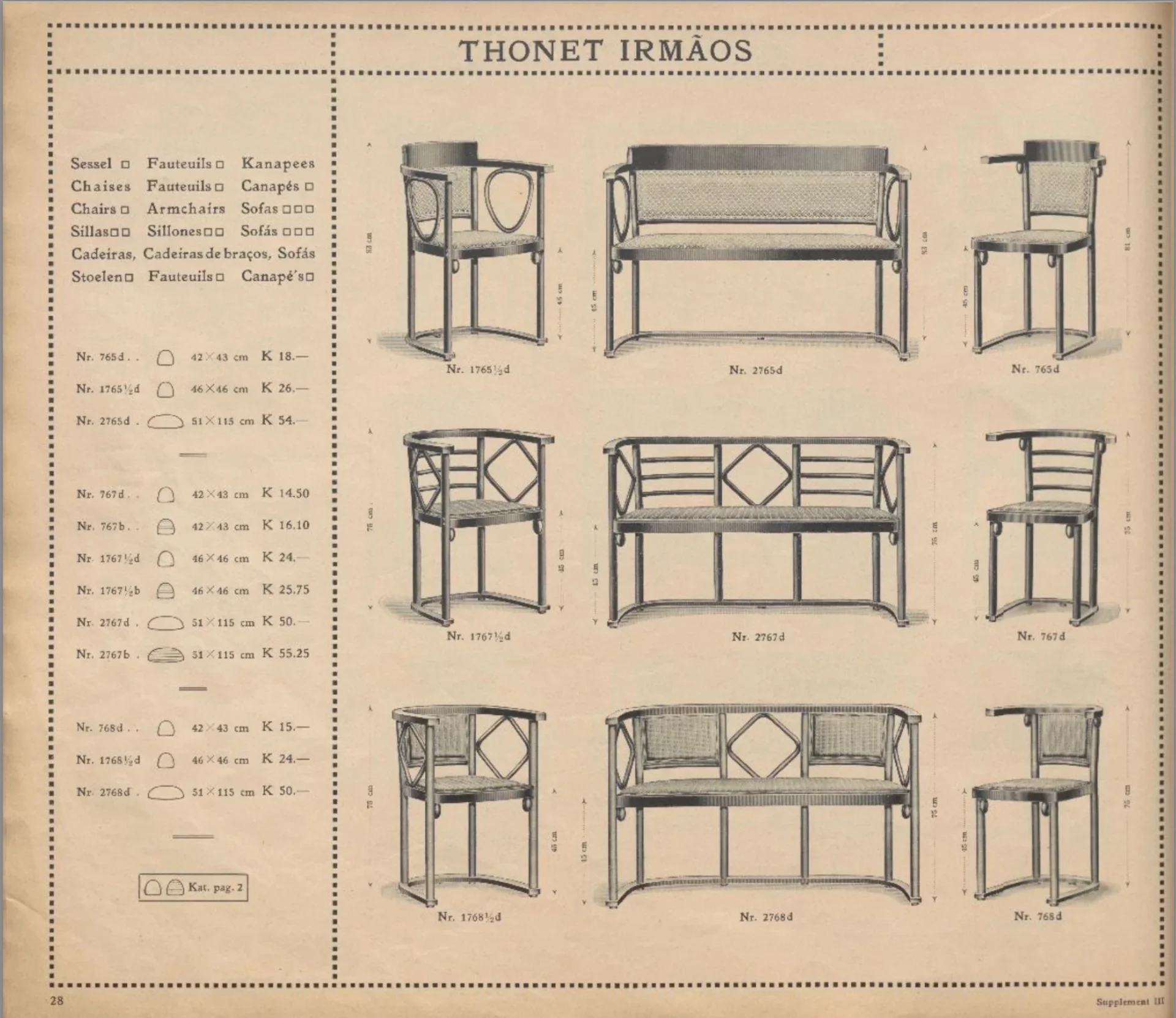 Gebrüder Thonet Wien, Supplement III zu und Katalog 1911, 1915, S. 28.webp