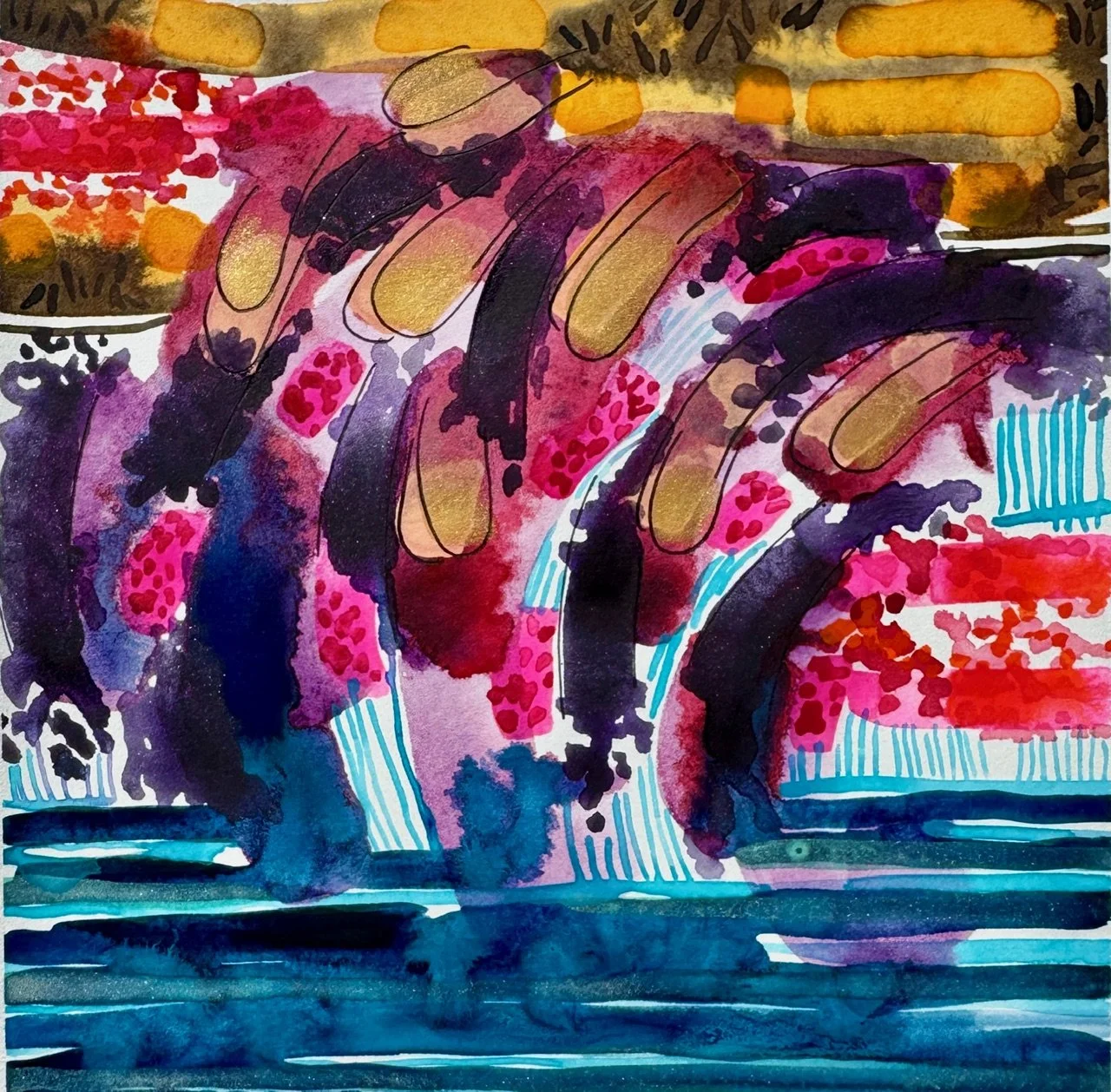 Dive in. Watercolor on paper. 8"x8"