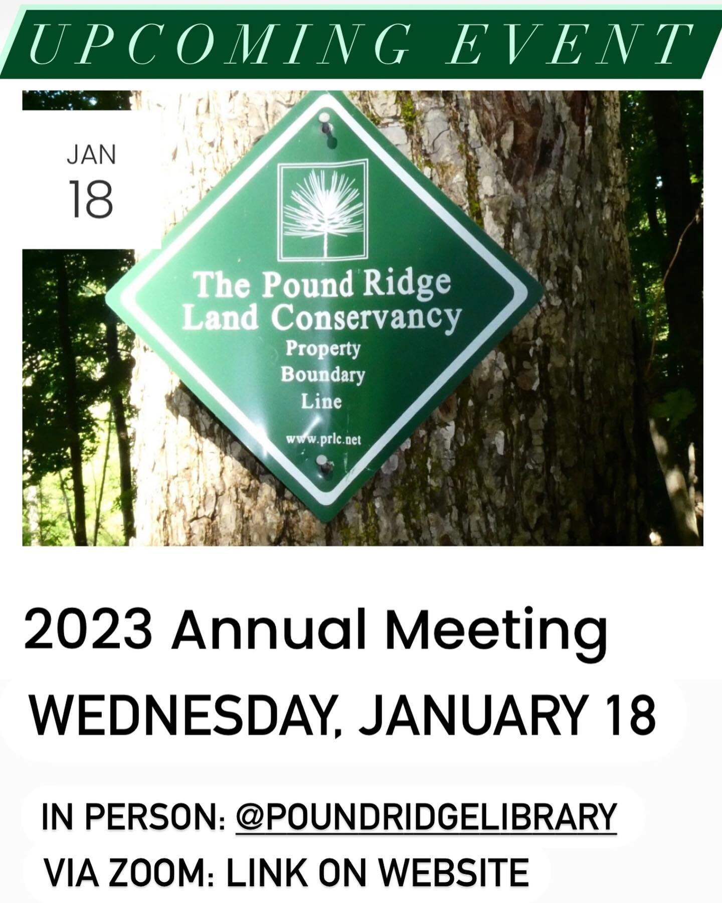 🗓️Upcoming Event🗓️ - Join us this Wednesday, January 18 for our 2023 Annual Meeting. We will share a recap of our progress in 2022 and discuss programming, outreach, and development goals for 2023. 🎉 Meet us in person at the Pound Ridge Library or
