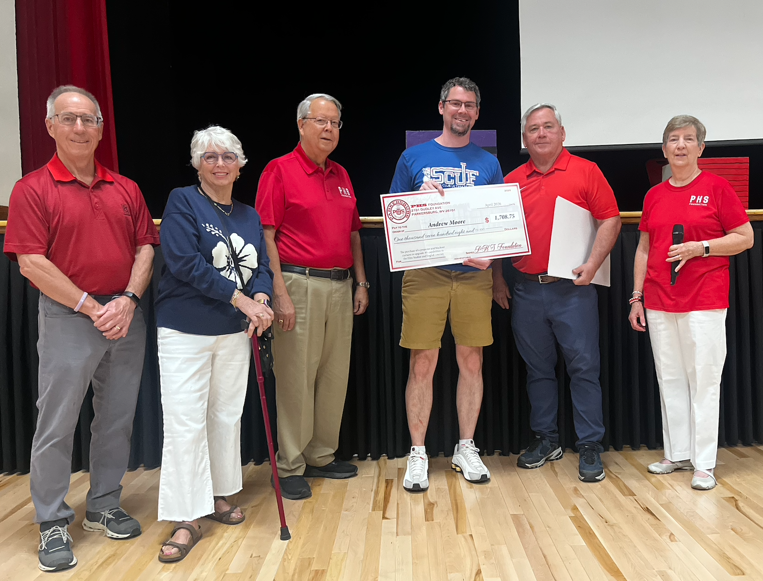 Andrew Moore will use the funds to purchase a projector and blackout curtains to upgrade AV capabilities in the Film Studies and English courses.