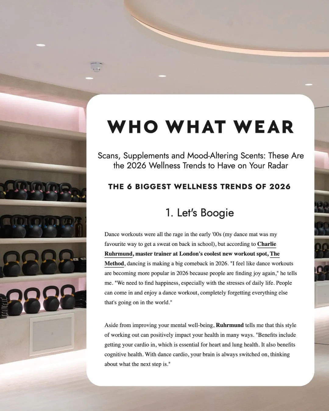 A peek at some of the recent coverage highlights for @_themethod_ ✨

Celebrated for its endorphin-boosting workouts, innovative class concepts, and considered design, The Method continues to set the gold standard in luxury fitness.

Keep an eye out -