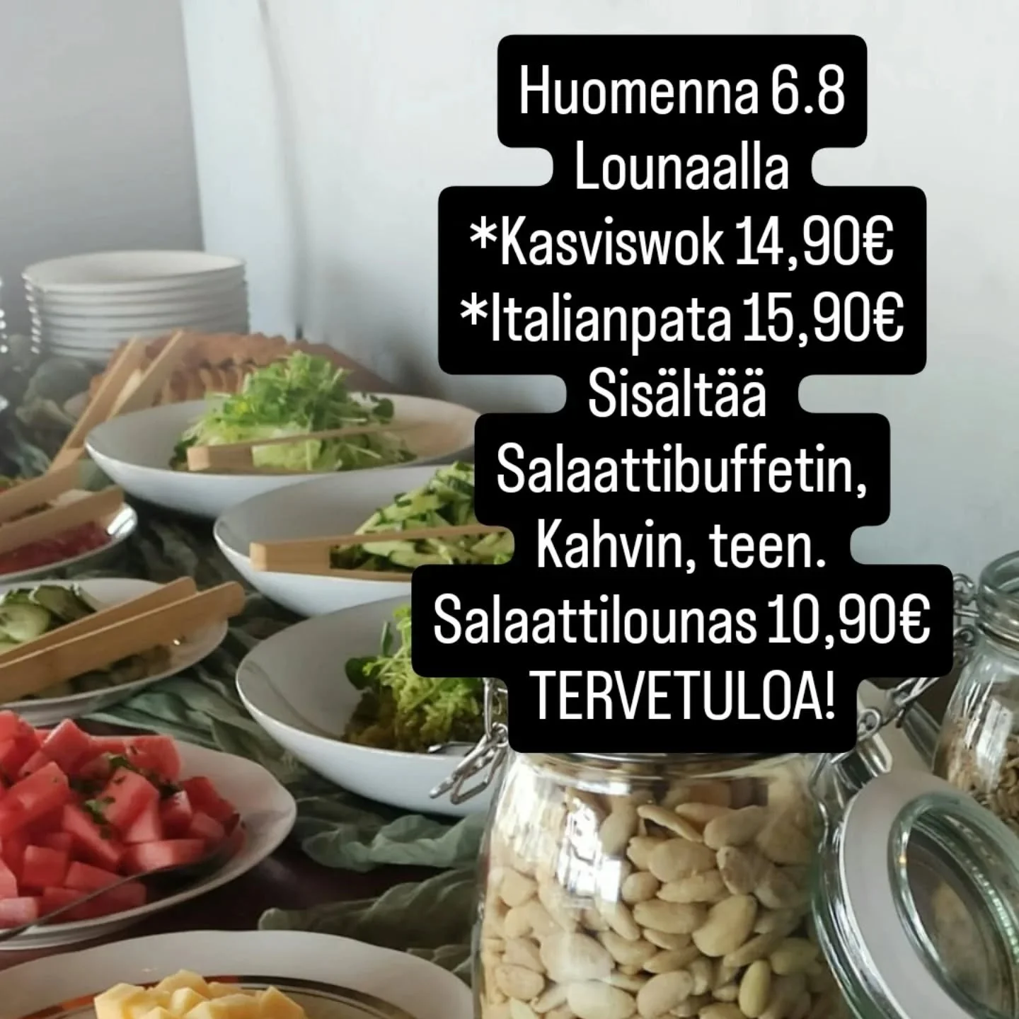 🌸Lounas tarjolla kauden 2025 viimeist&auml; kertaa 11.00-13.30.🌸

☀️Ravintola avoinna 30.8 saakka☀️

L&auml;mpim&auml;sti Tervetuloa!