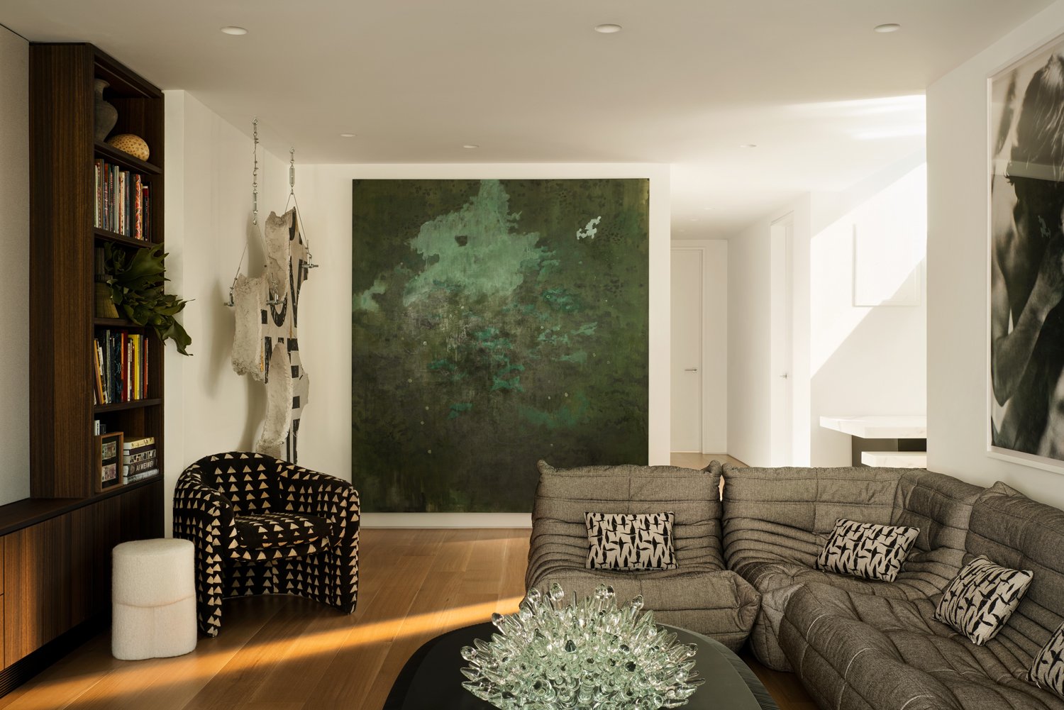  An ethereal canvas by Santiago Quesnel presides over the living area, which also includes a suspended work by Ivan Argote.    Elizabeth Carababas   