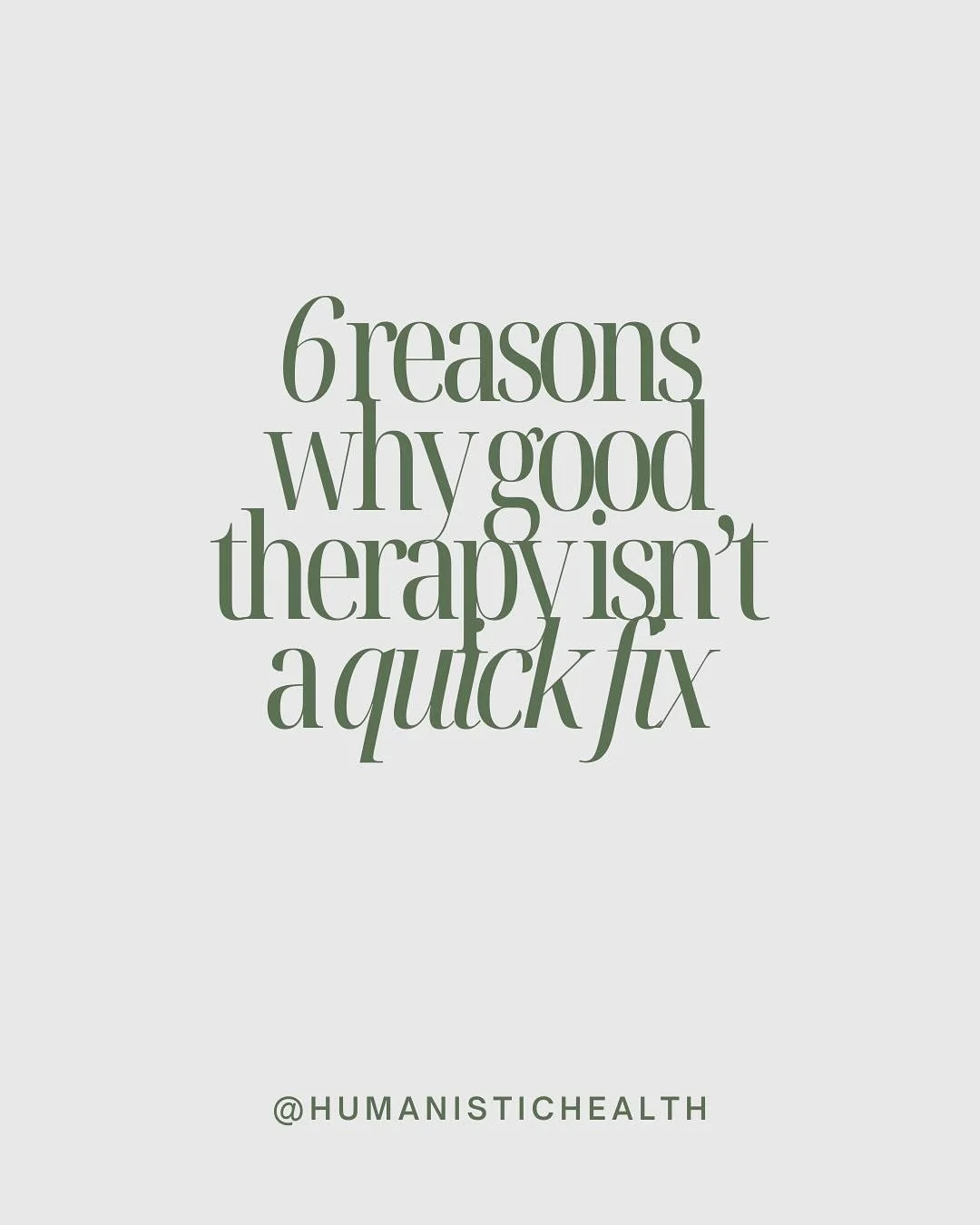 📣 We say this with love, but also our whole chest: good therapy takes time.

We live in a world that loves a quick fix 🩹&mdash;but healing doesn&rsquo;t work like that. 

We are so aware that there is agony in what you&rsquo;re experiencing. We all
