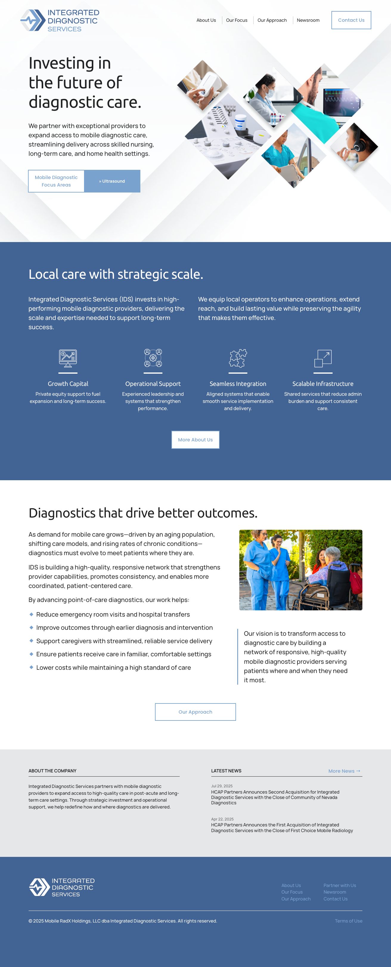Homepage of Integrated Diagnostics Services website.