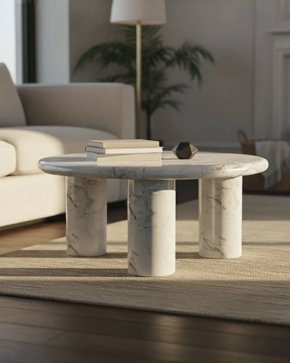 The Waldorf brings sculptural balance to the heart of a living space. 

Handcarved in Carrara marble, its three solid circular feet and smooth round top create a bold yet timeless statement. 
Designed for those who see furniture as art and detail as 