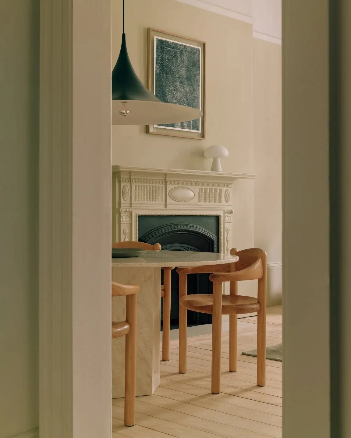 I keep coming back to this space 

It&rsquo;s one of those interiors that feels effortless but is actually so carefully considered. The soft palette, the detailing around the fireplace, the marble table holding its own without shouting&hellip; everyt