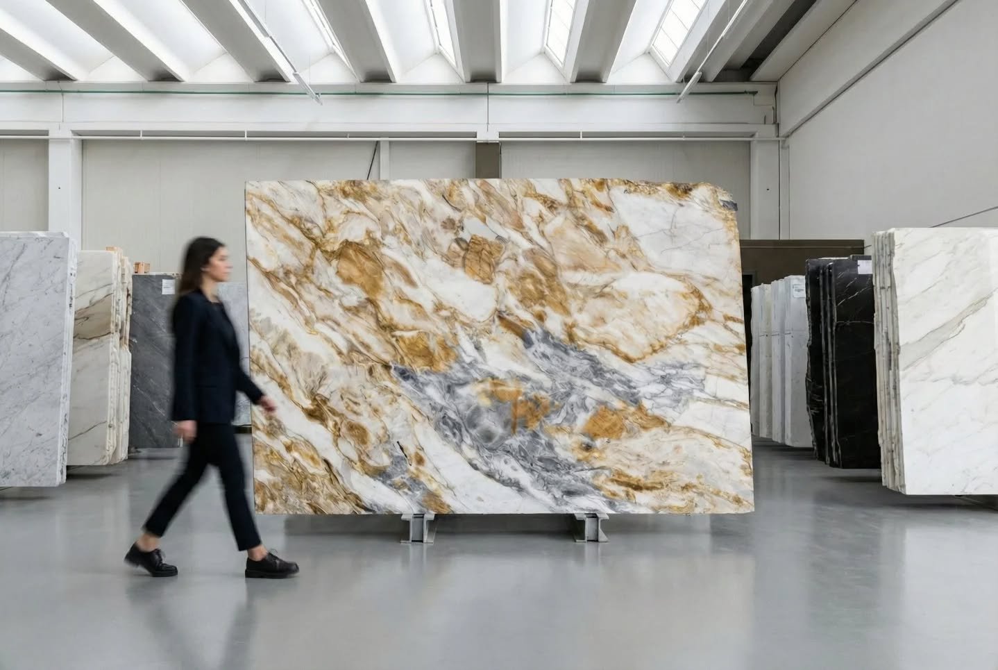 Breccia di Vagli Oro.....seen at different stages of its journey with us.

From the raw block in the yard, to close inspection in the warehouse, this is where decisions are made. Veining, movement, balance. It&rsquo;s always about understanding the s