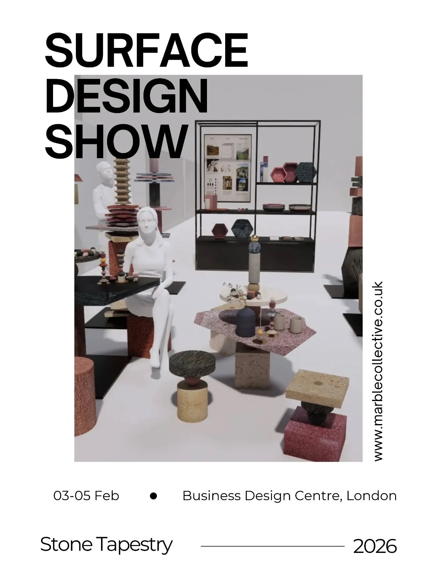 We&rsquo;re here.

For the next three days you&rsquo;ll find us at @surfacethinking presenting The Stone Tapestry as part of a collaboration with @stonefederation.

This installation brings raw and worked stone together to explore geology, material o