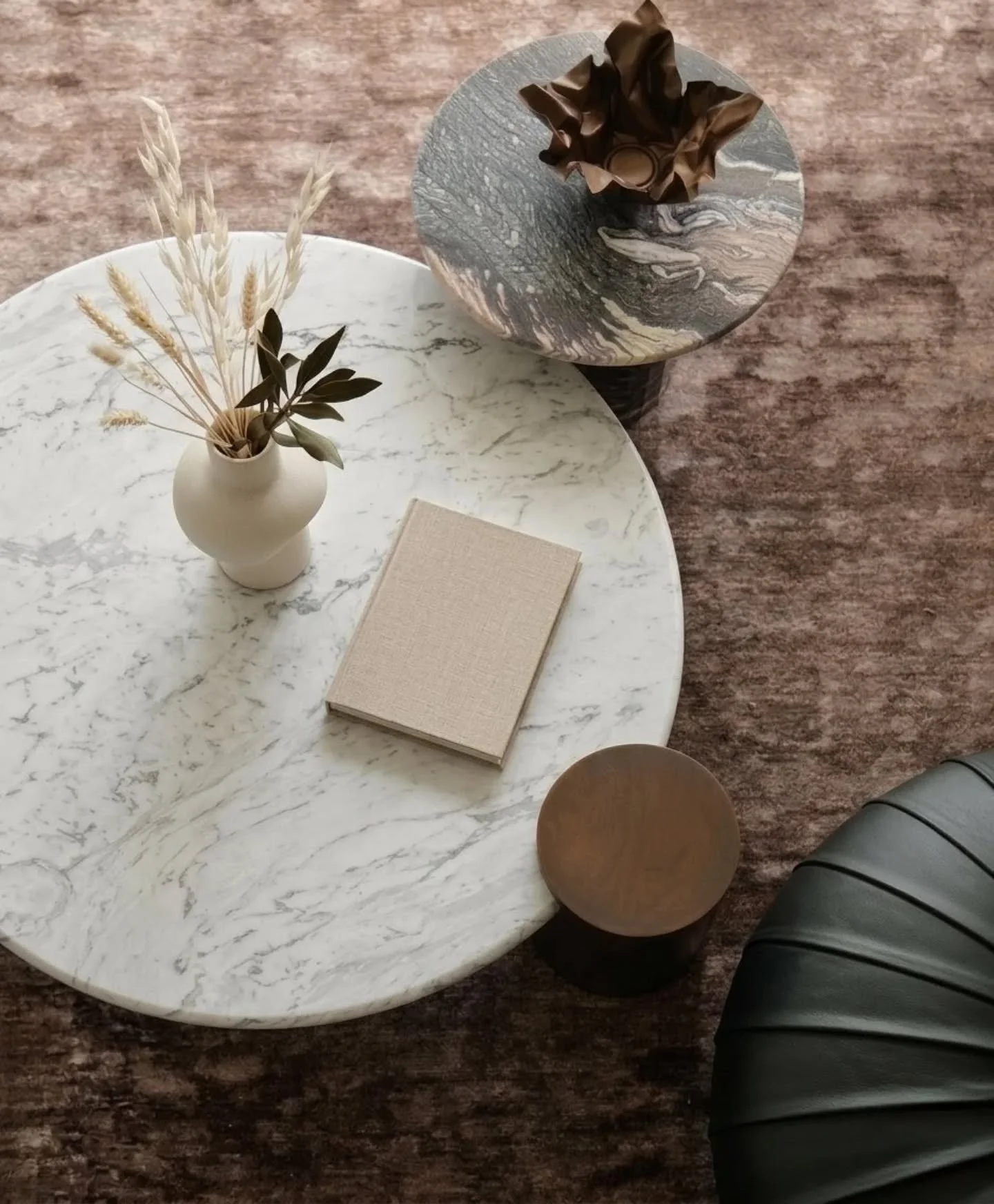 There&rsquo;s something about round forms in marble that softens a space without losing presence.

The Waldorf coffee table was designed to feel bold but calm at the same time. Three solid circular legs, a generous top, and natural Carrara veining th