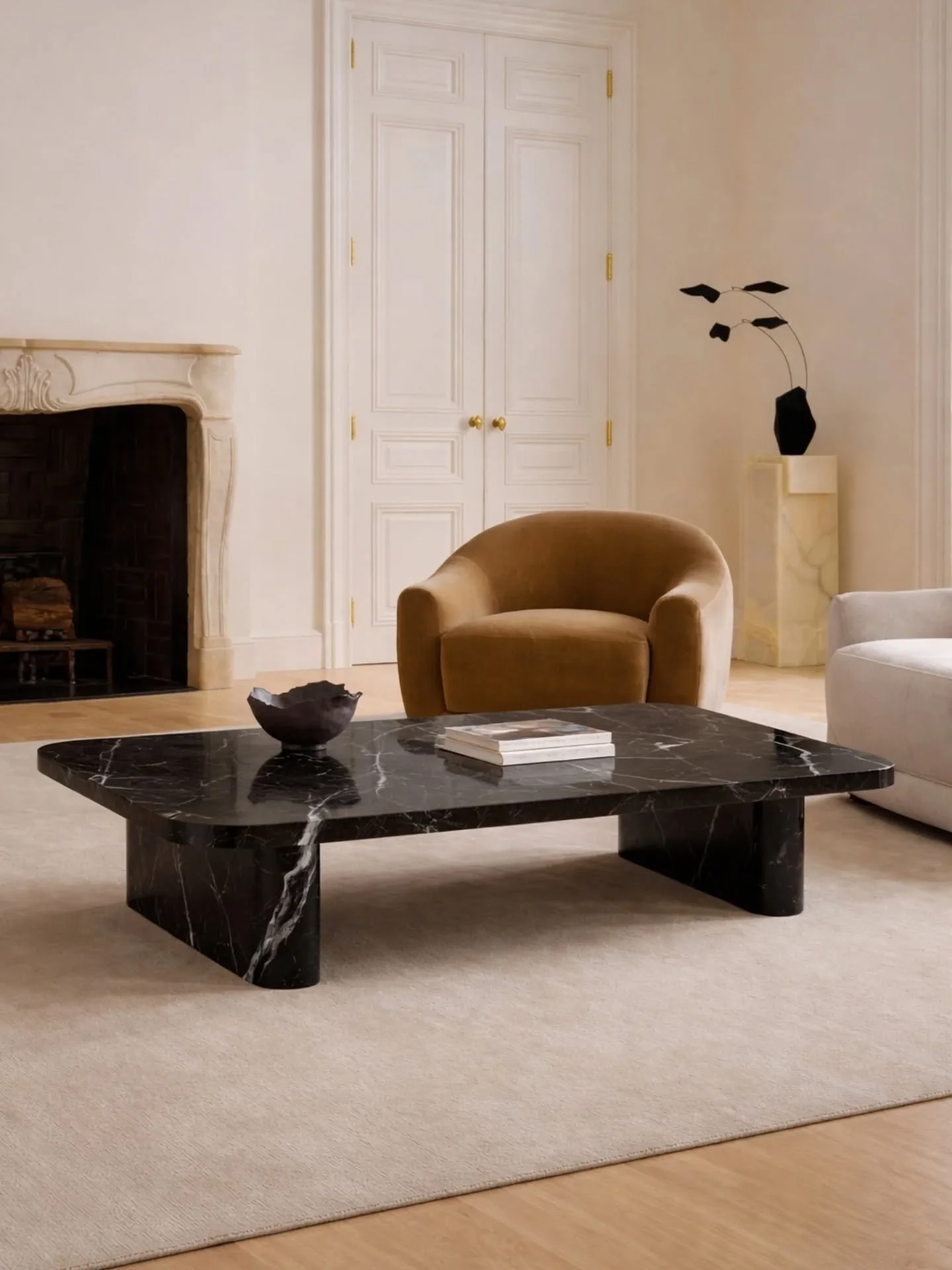 You don&rsquo;t really notice how much a coffee table does until you put something like this in a room.

The Lancaster is cut from Nero Marquina as a single, solid presence. Low, wide and weighted to change the balance of the space straight away. 

N