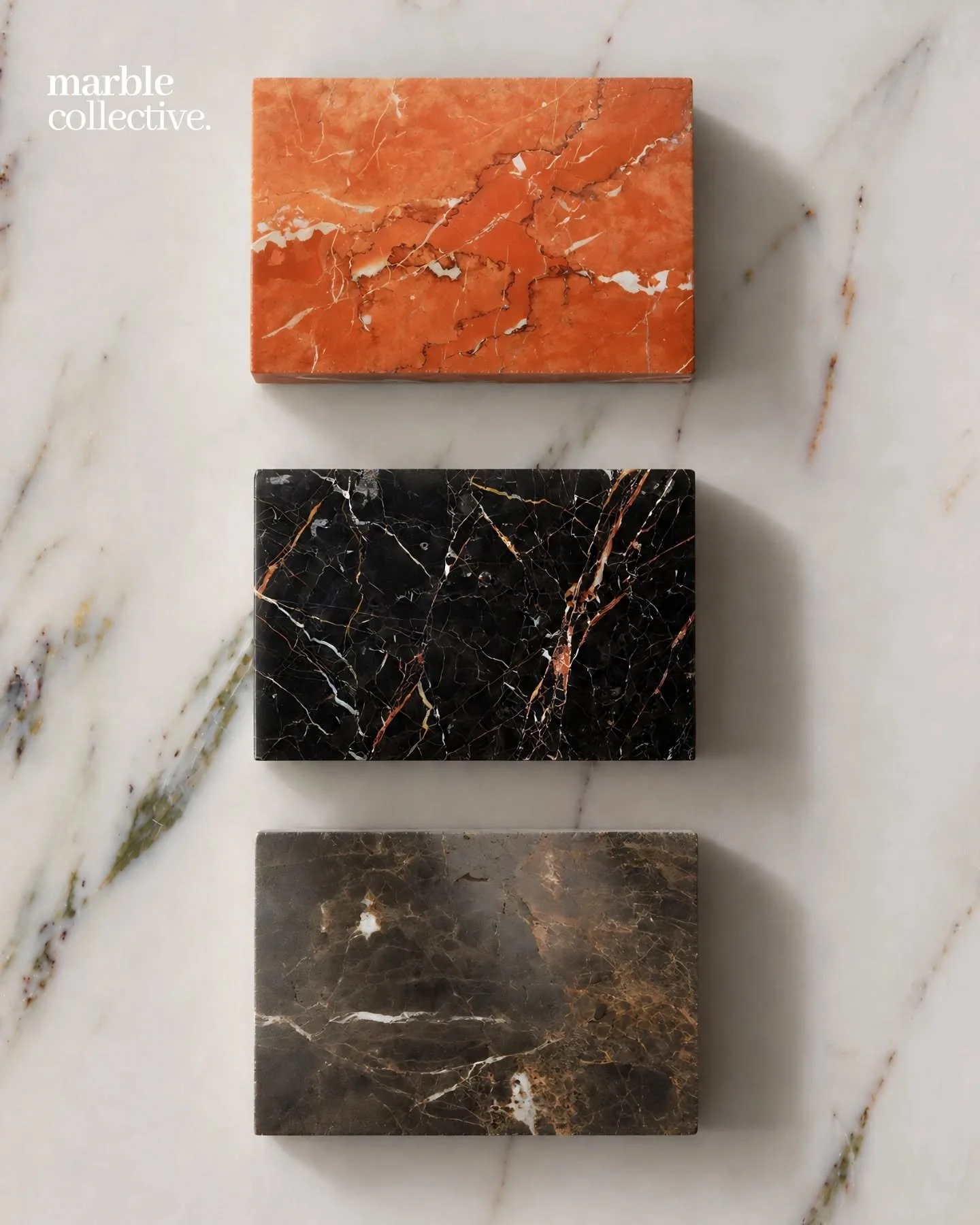 Three very different moods, same material.

Rosso Alicante brings that hit of colour that clients either instantly go for or don&rsquo;t forget. Noir St. Laurent sits at the other end, darker, sharper, a bit more architectural. Then Brown Emperador s