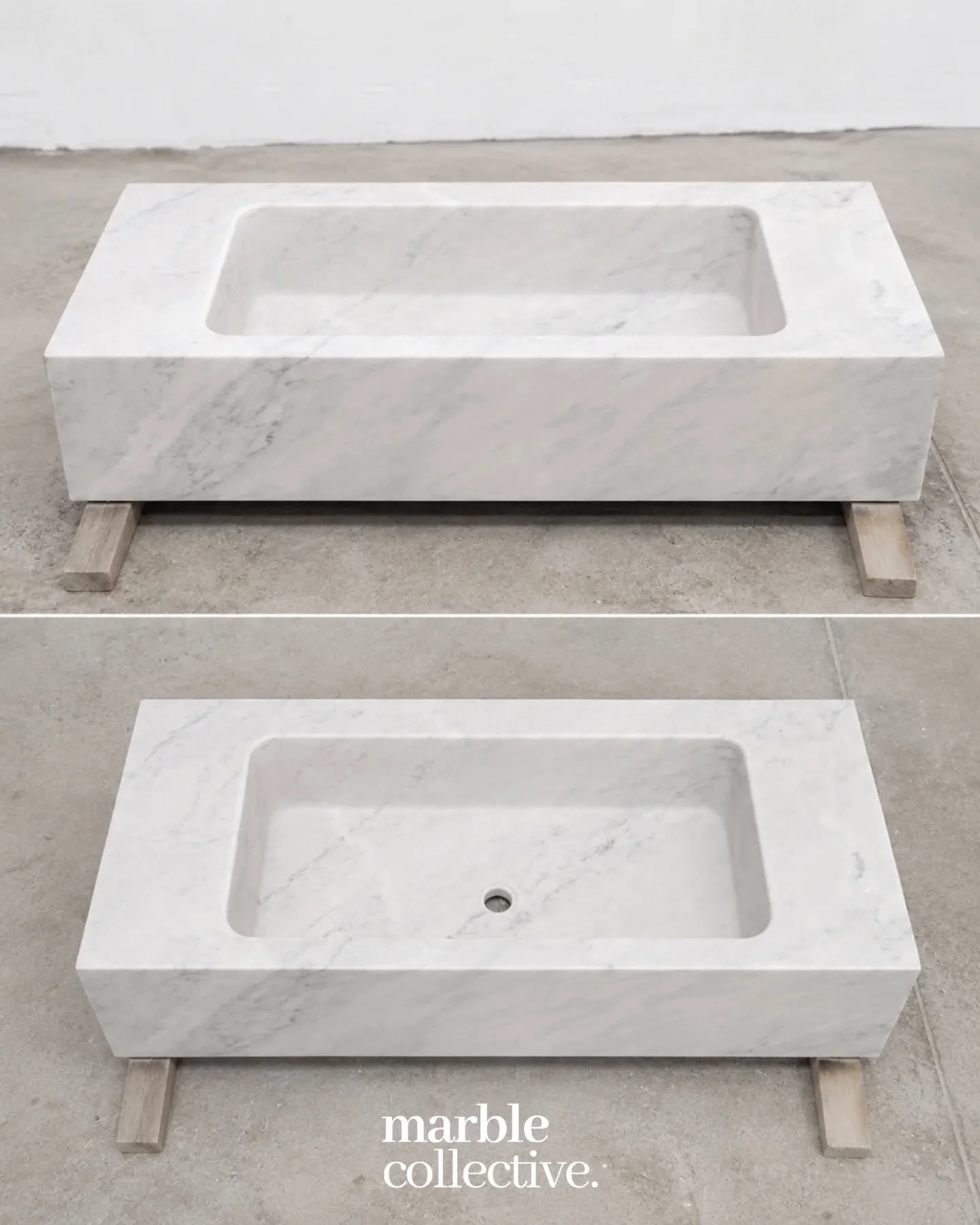 Not every piece leaves the workshop destined for a showroom.

This bespoke White Estremoz sink was created for a family home in East London, carved from a single block of marble and finished to highlight the natural movement running through the stone
