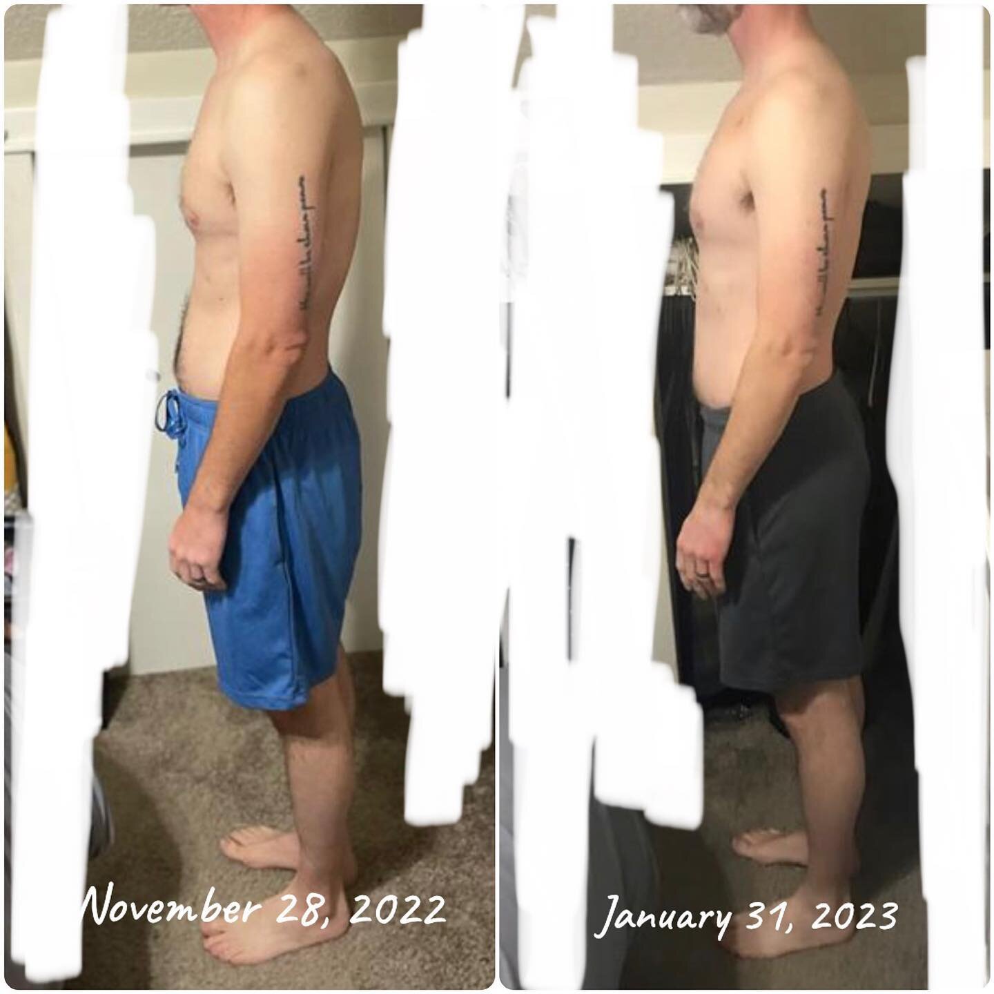 Client spotlight!!
We have been working together for about 2 months in these photos! 

Weight: 165lbs in left side photos, 170lbs in right side photos. 

One of our goals was to gain about 5lbs by April, but it happened much faster than that. 

What 